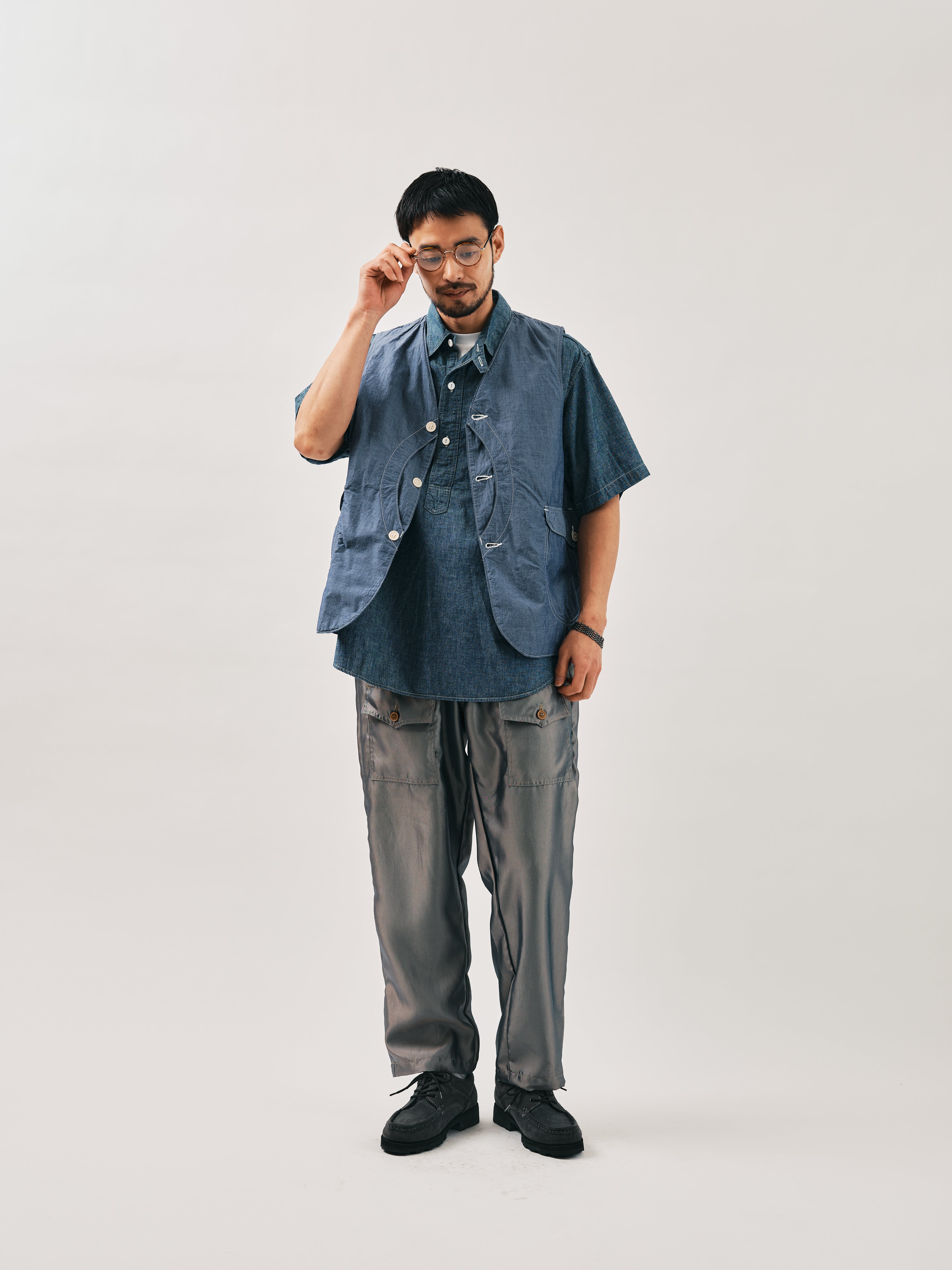 #3322-MK Town & Country Pants : metallic taffeta khaki