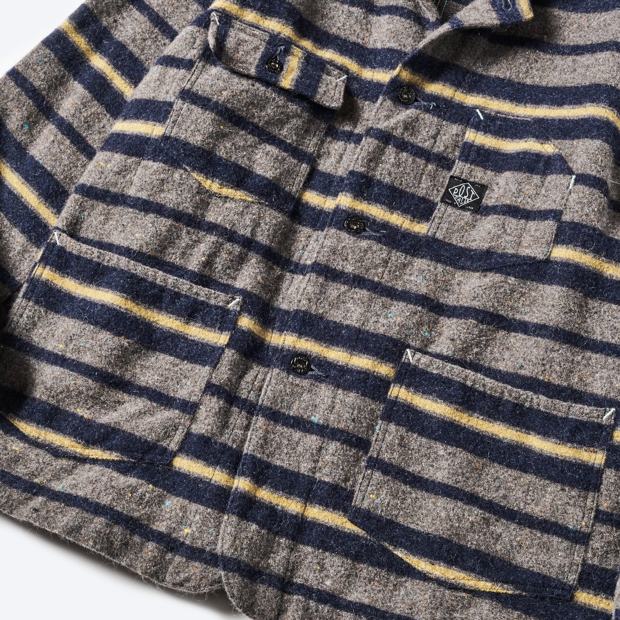 #1103-TWN Polarfleece Jacket (trashed wool version) : trashed wool navy stripe