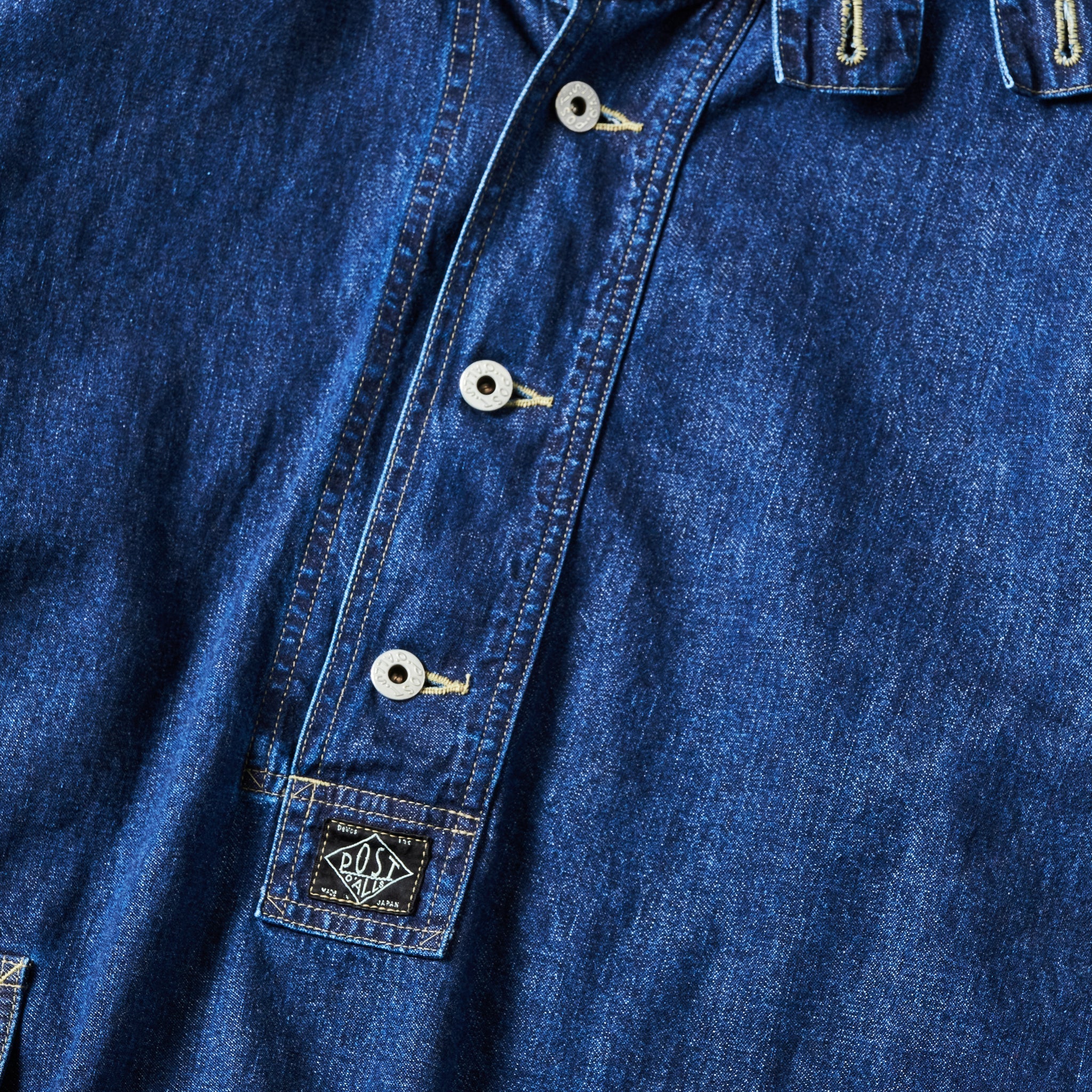 #1105-8DI NAVY Parka : blue denim w/OD-yellow stitch indigo