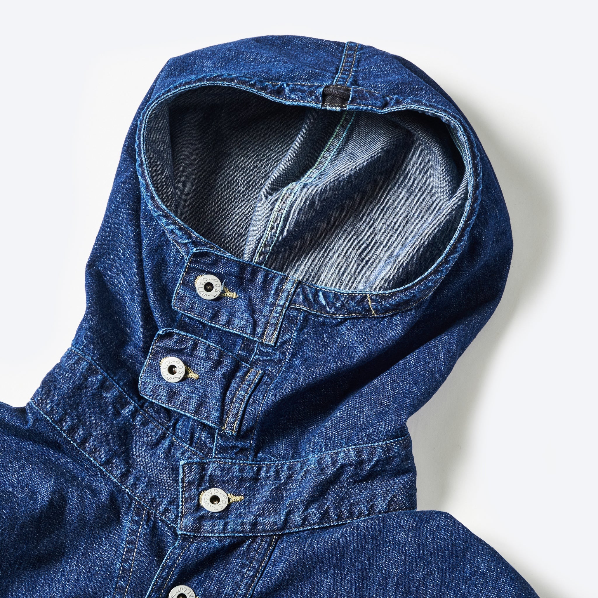 #1105-8DI NAVY Parka : blue denim w/OD-yellow stitch indigo
