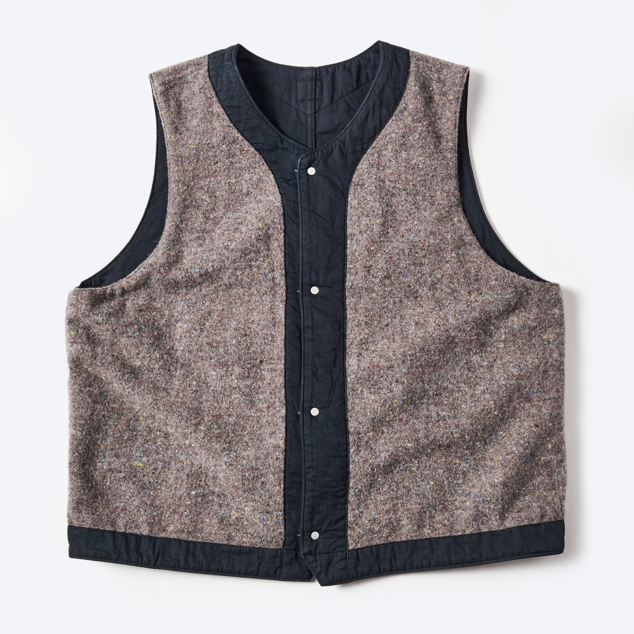 #1501-VTC 1 Pocket Vest : vintage twill w/trashed wool lining charcoal w/base lining