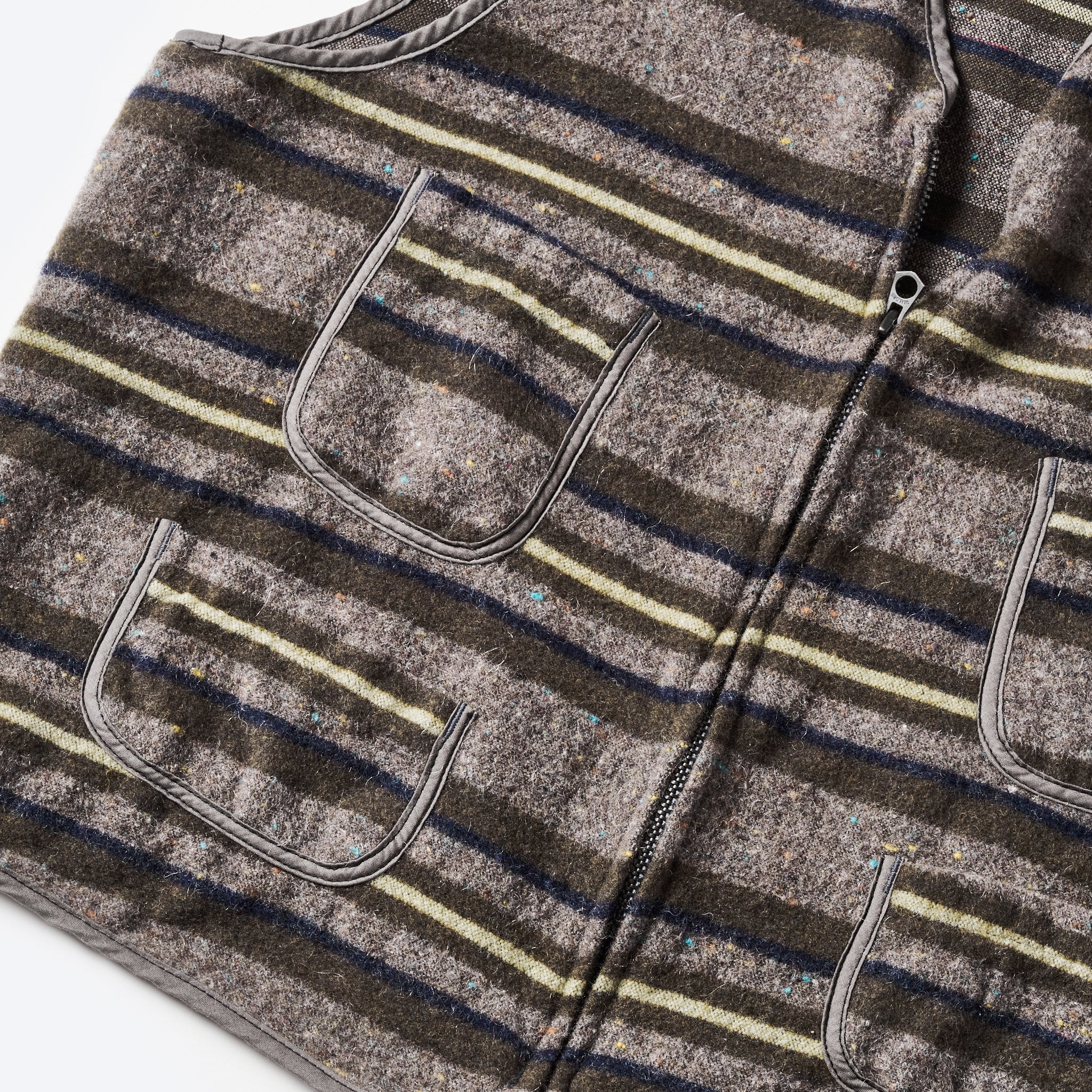 #1502-TWG Fleece Vest (trashed wool version) : trashed wool green stripe