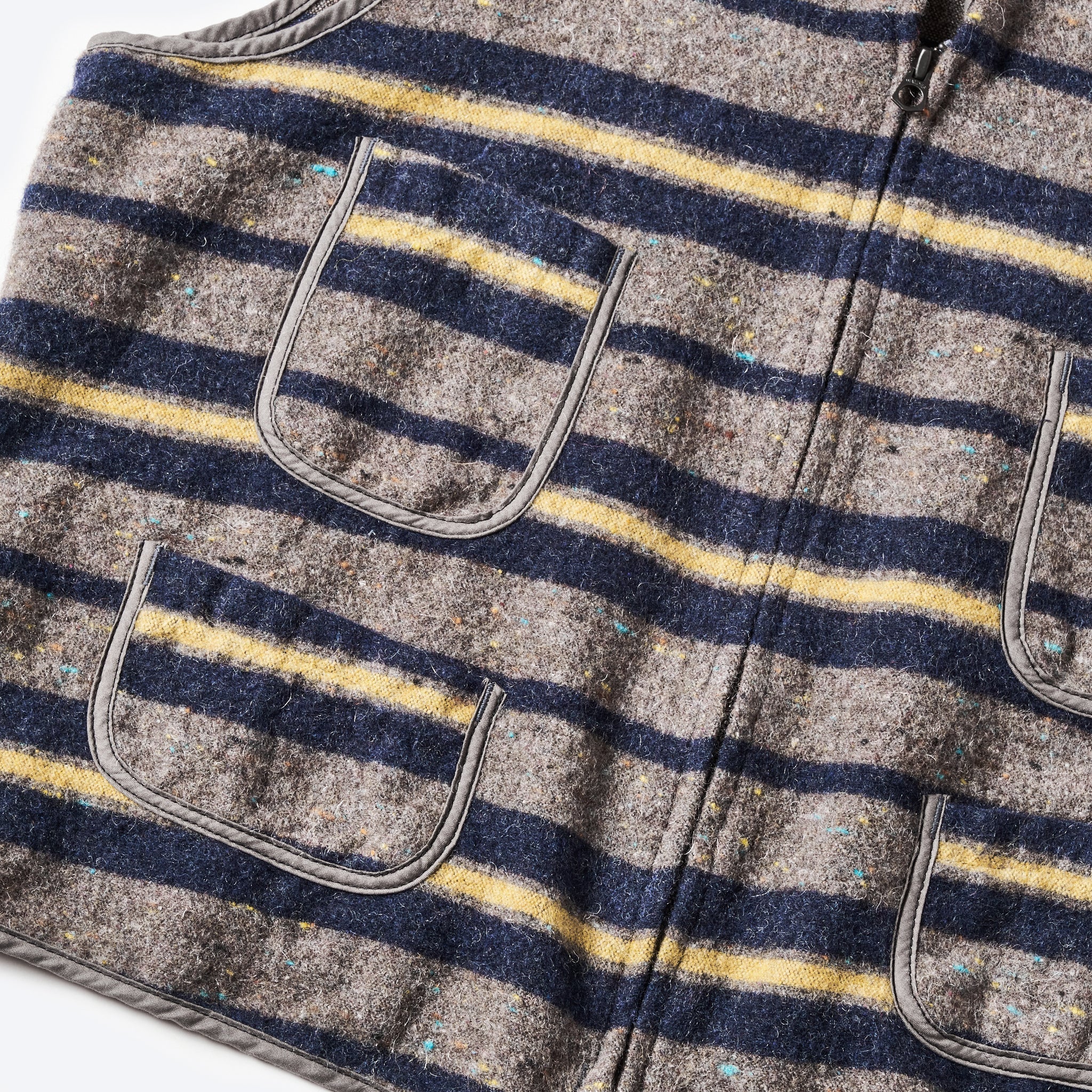 #1502-TWN Fleece Vest (trashed wool version) : trashed wool navy stripe