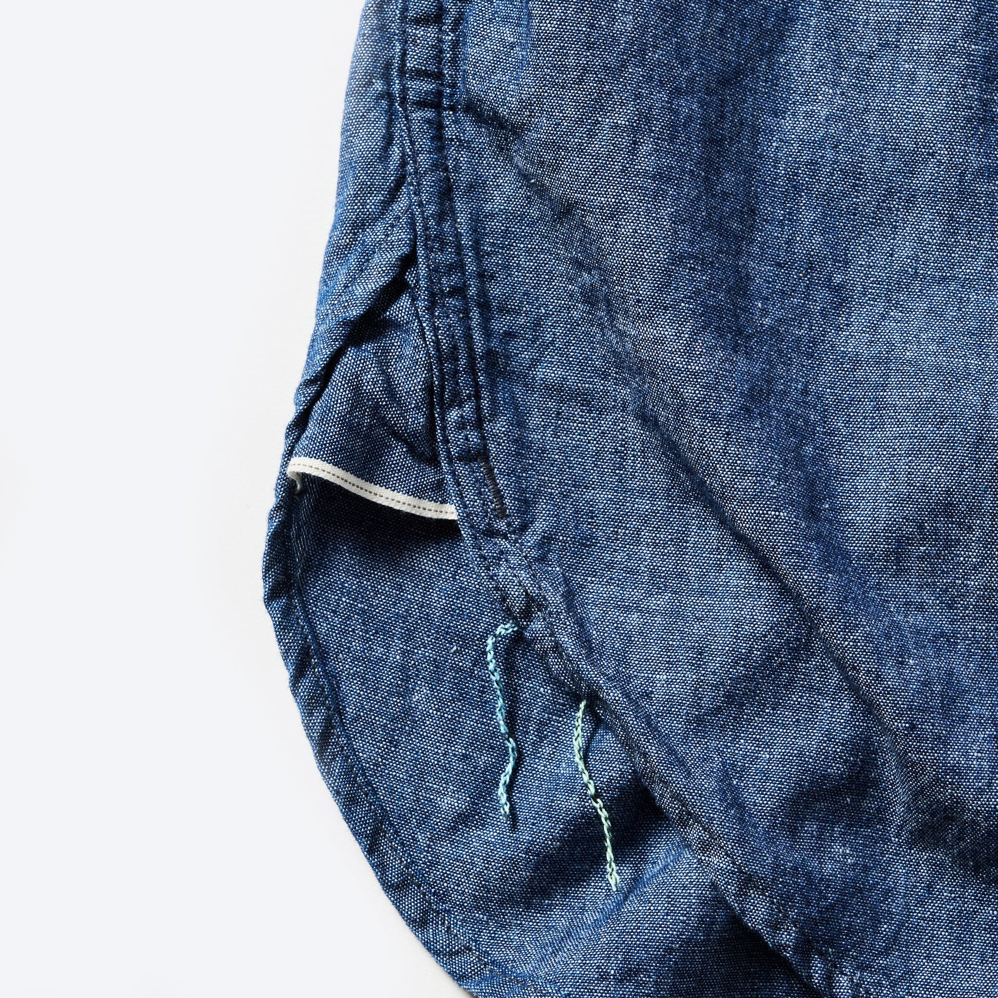 #1203-CC Band Collar Shirt : classic chambray indigo