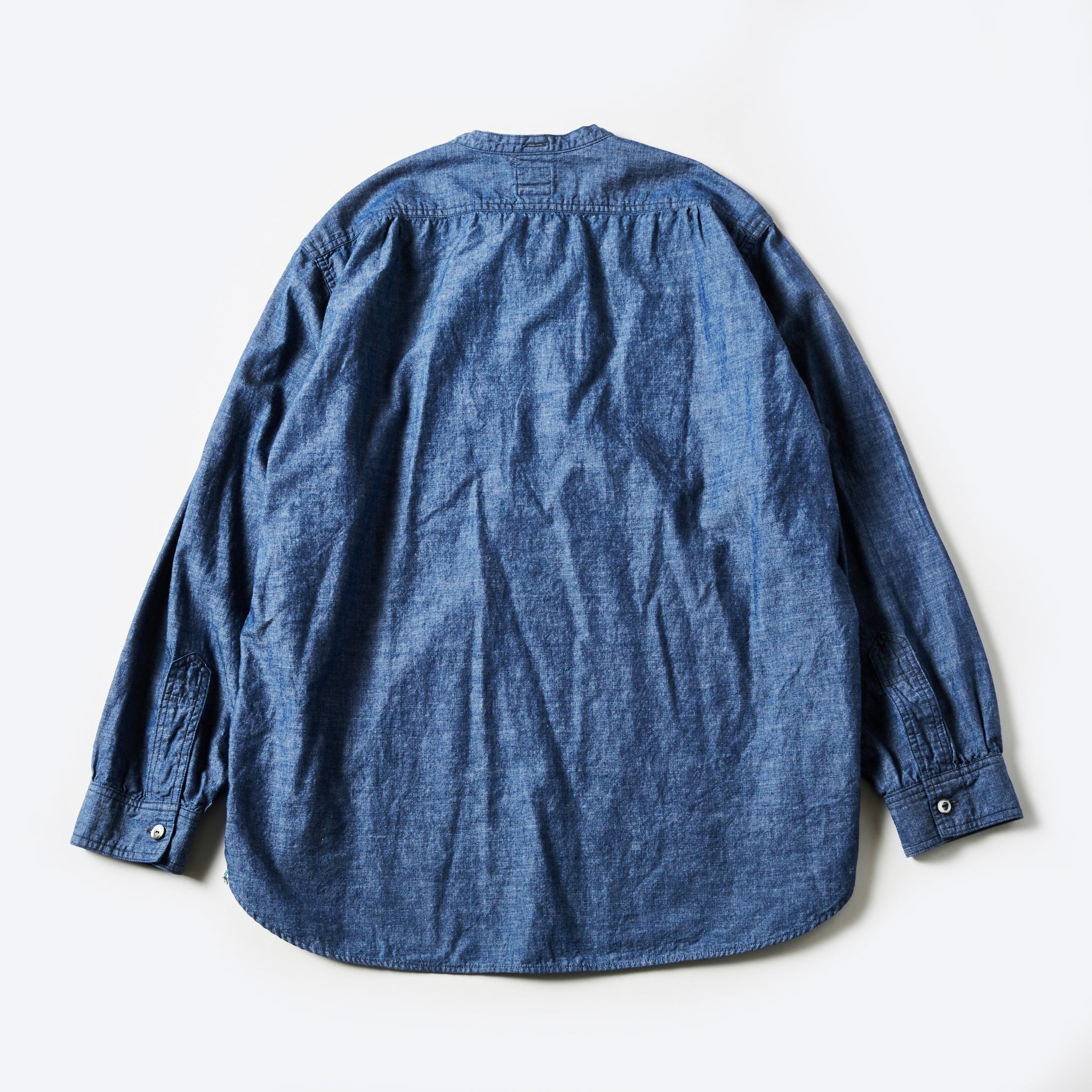 #1203-CC Band Collar Shirt : classic chambray indigo