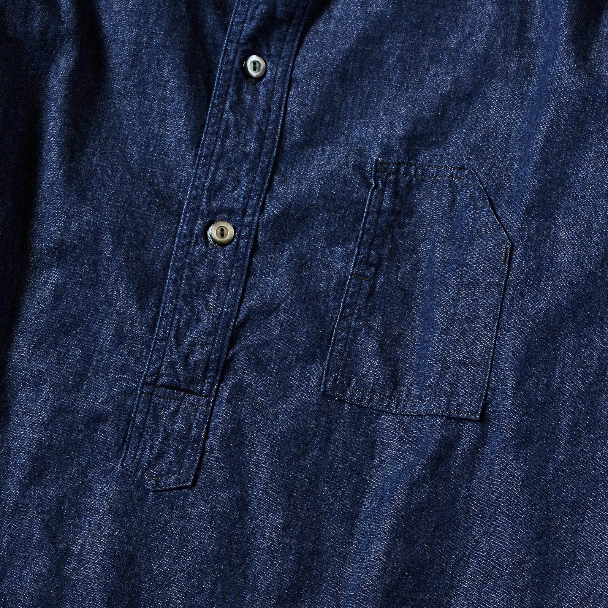 #1203-LDI Band Collar Shirt : light denim indigo