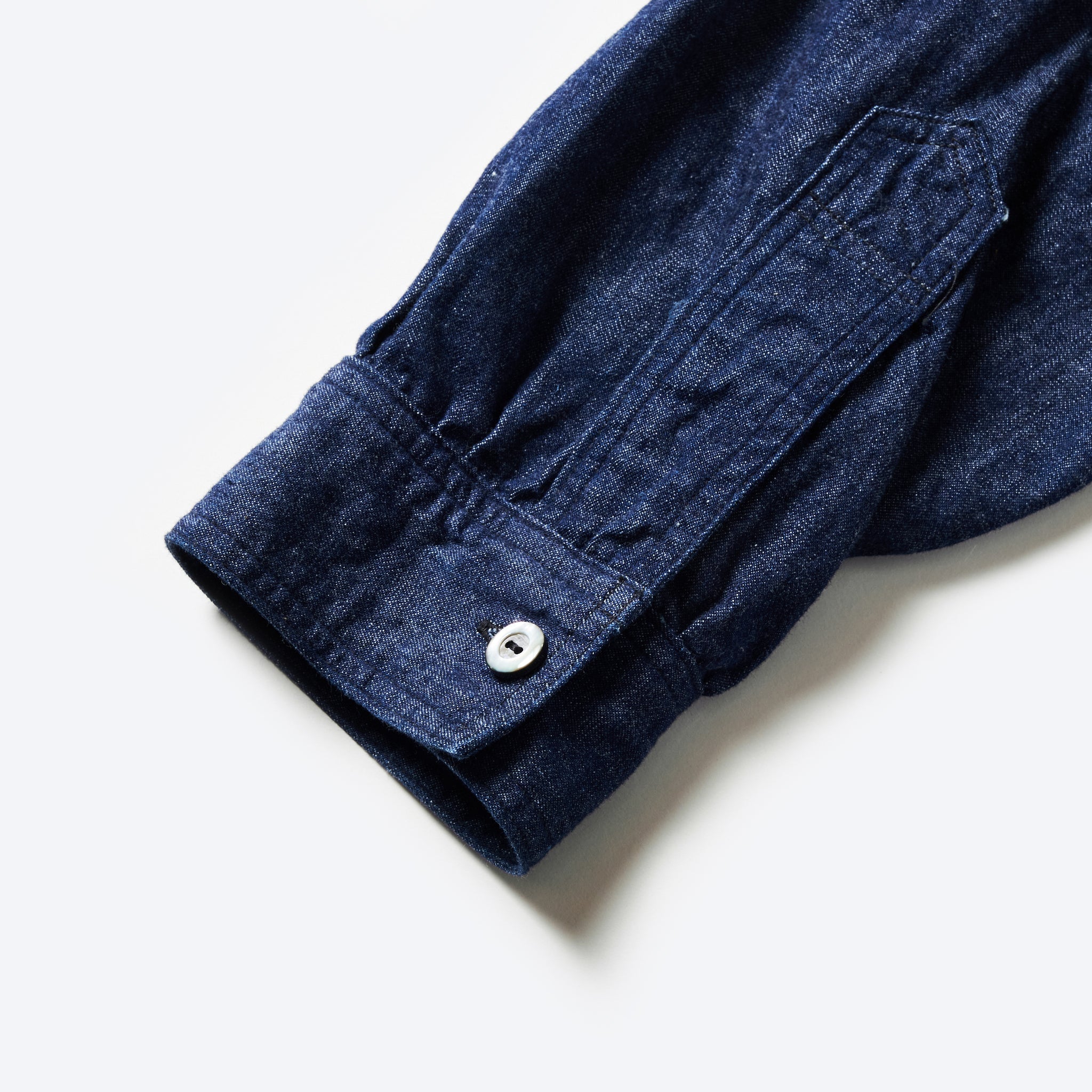 #1203-LDI Band Collar Shirt : light denim indigo