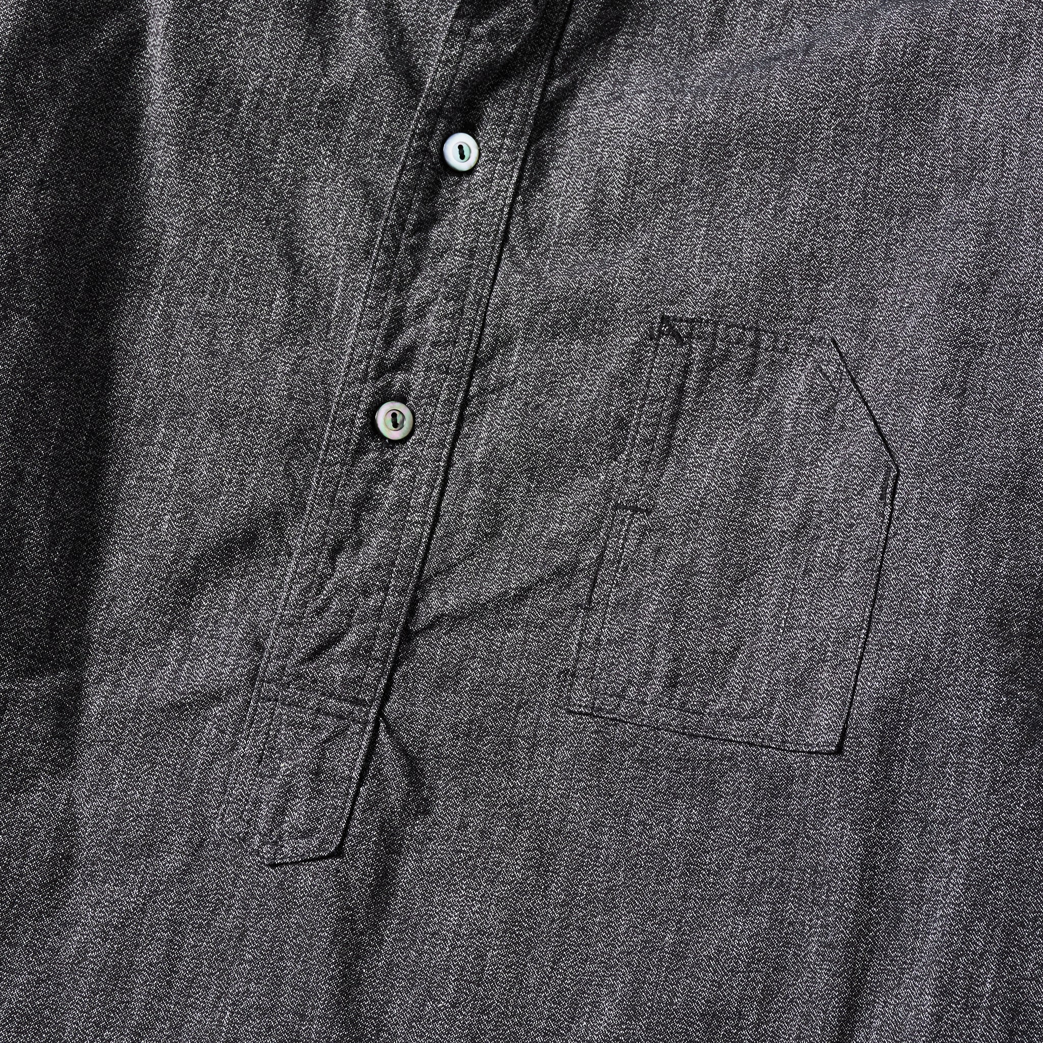 #1203-GC Band Collar Shirt : grey covert salt & pepper