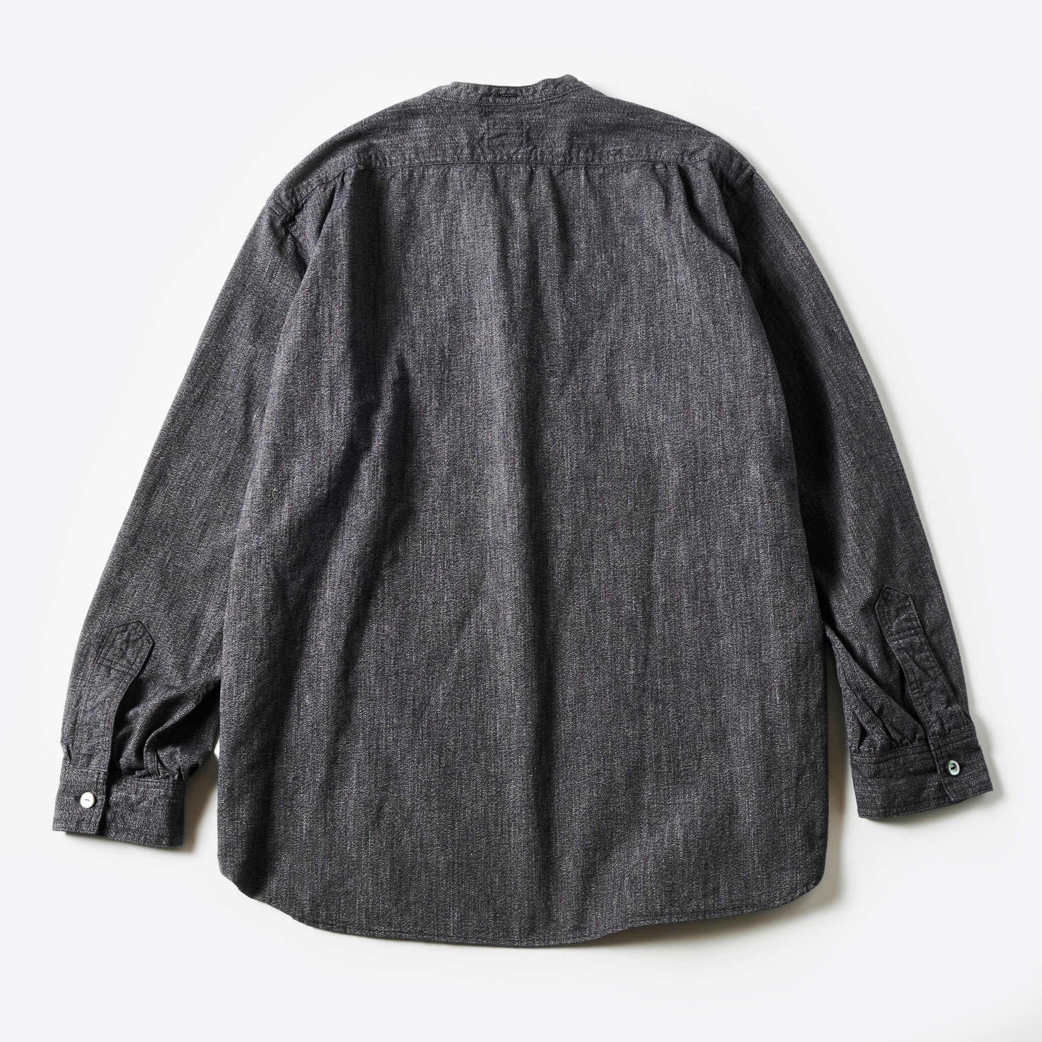 #1203-GC Band Collar Shirt : grey covert salt & pepper