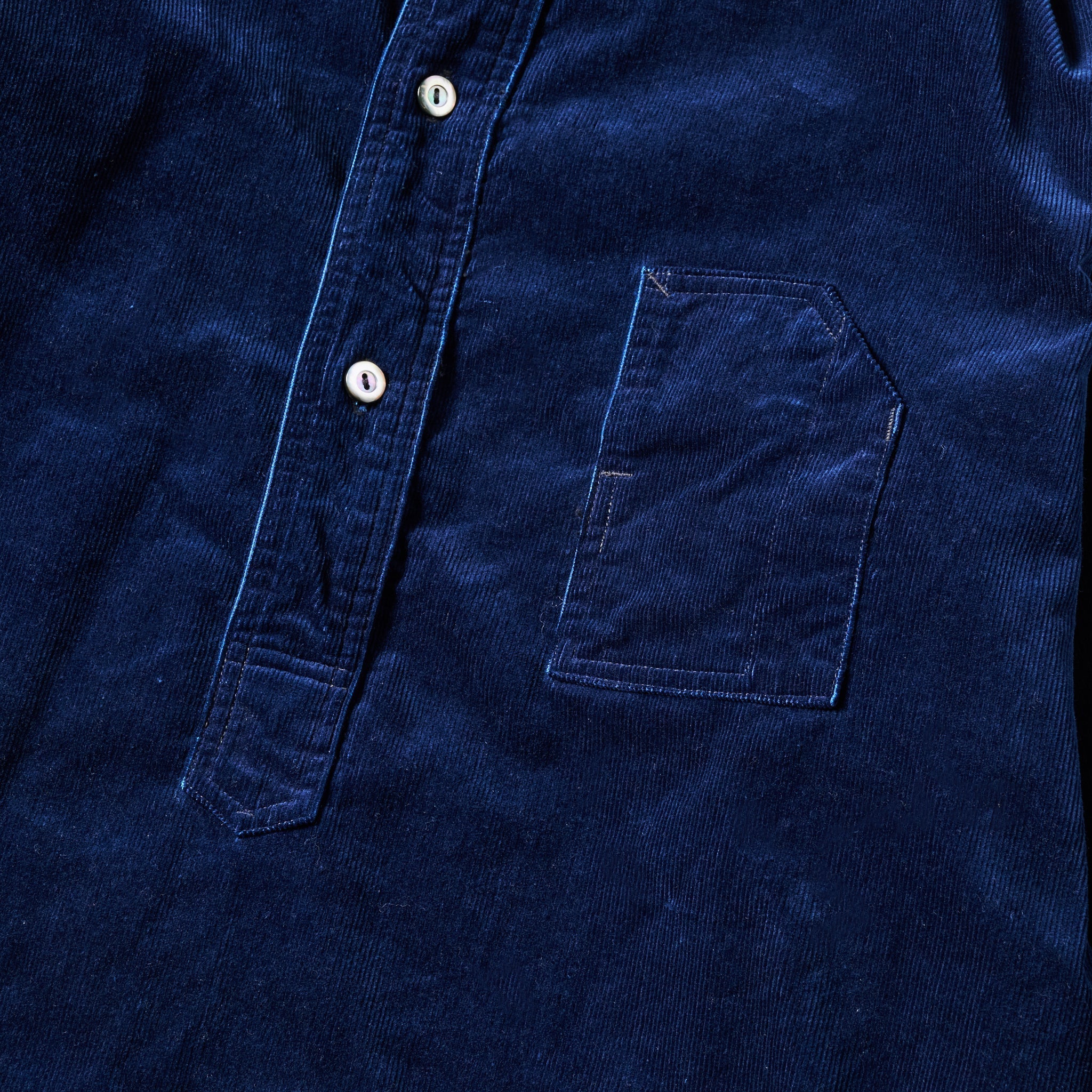 #1203-CCI Band Collar Shirt : cotton cords indigo