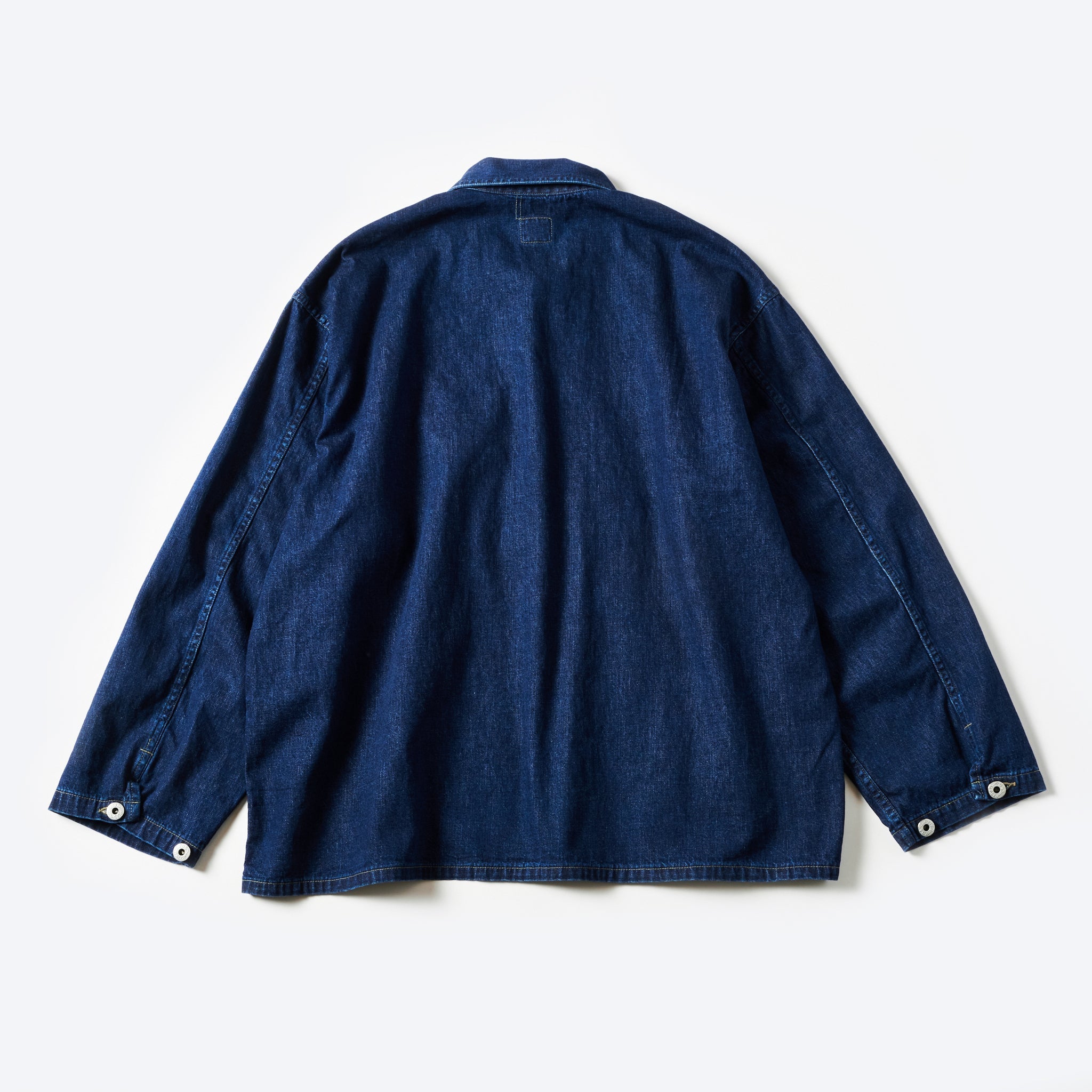 #1204-8DI ARMY Shirt : blue denim w/OD-yellow stitch indigo