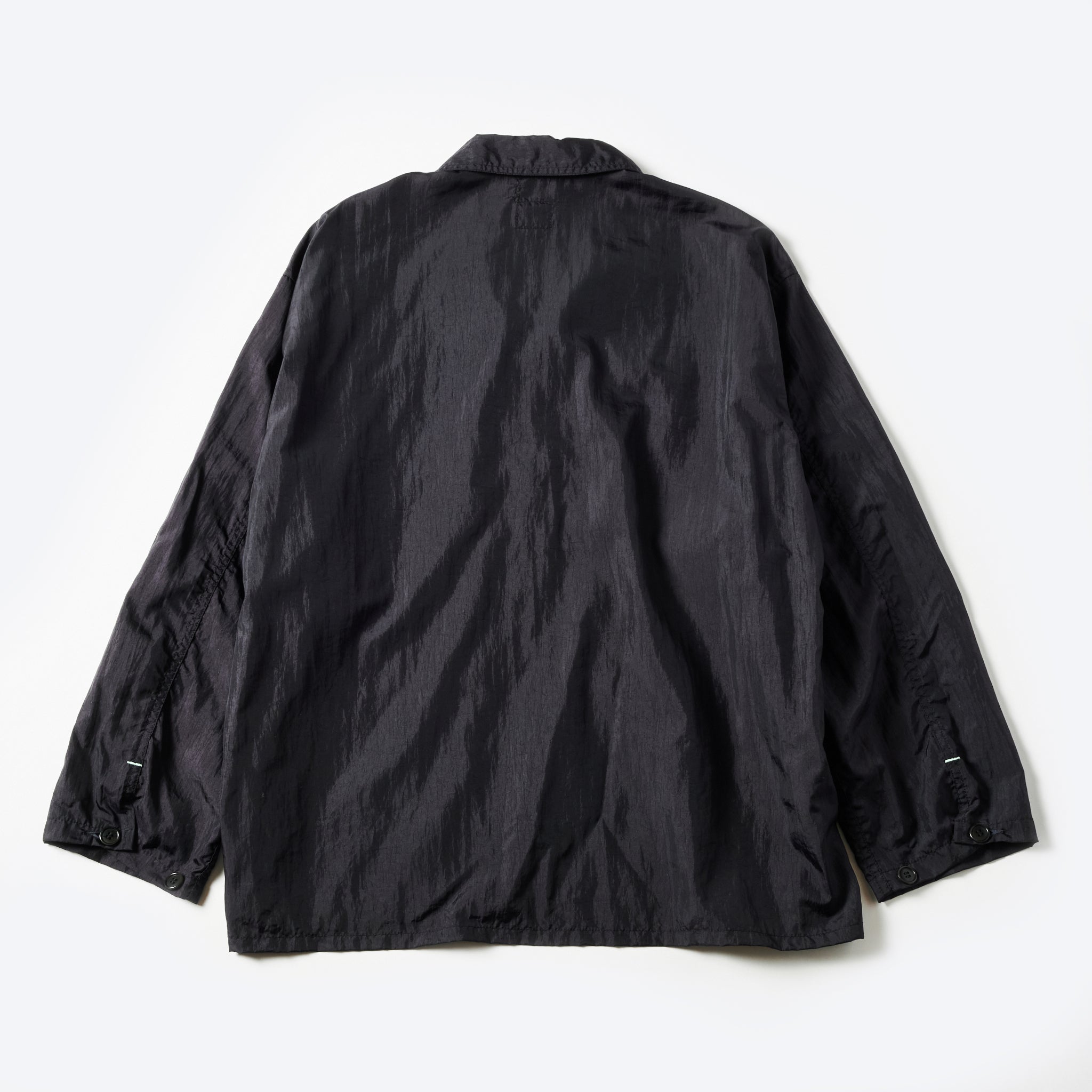 #1204-CTB ARMY Shirt : crinkle nylon taffeta black