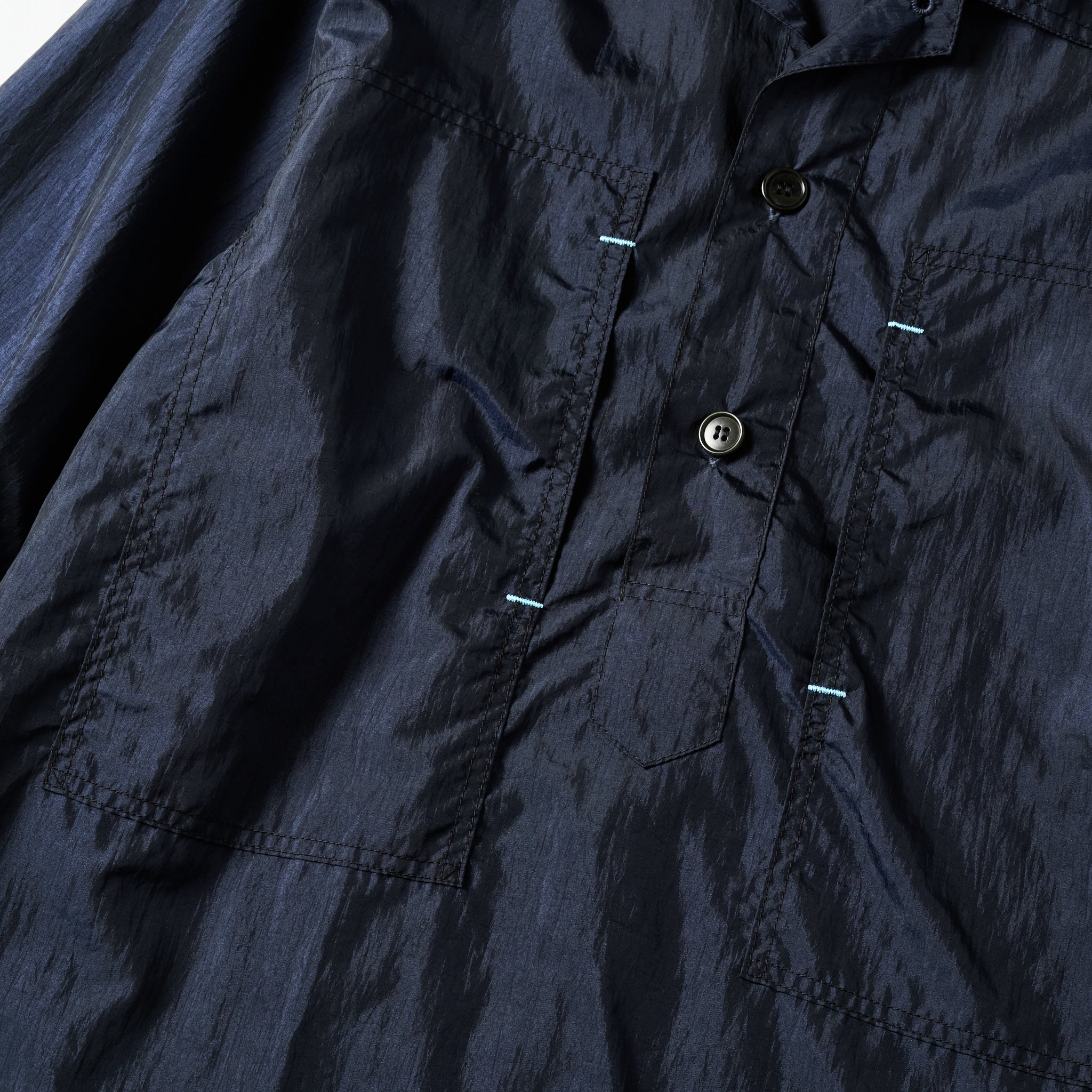 #1204-CTN ARMY Shirt : crinkle nylon taffeta navy