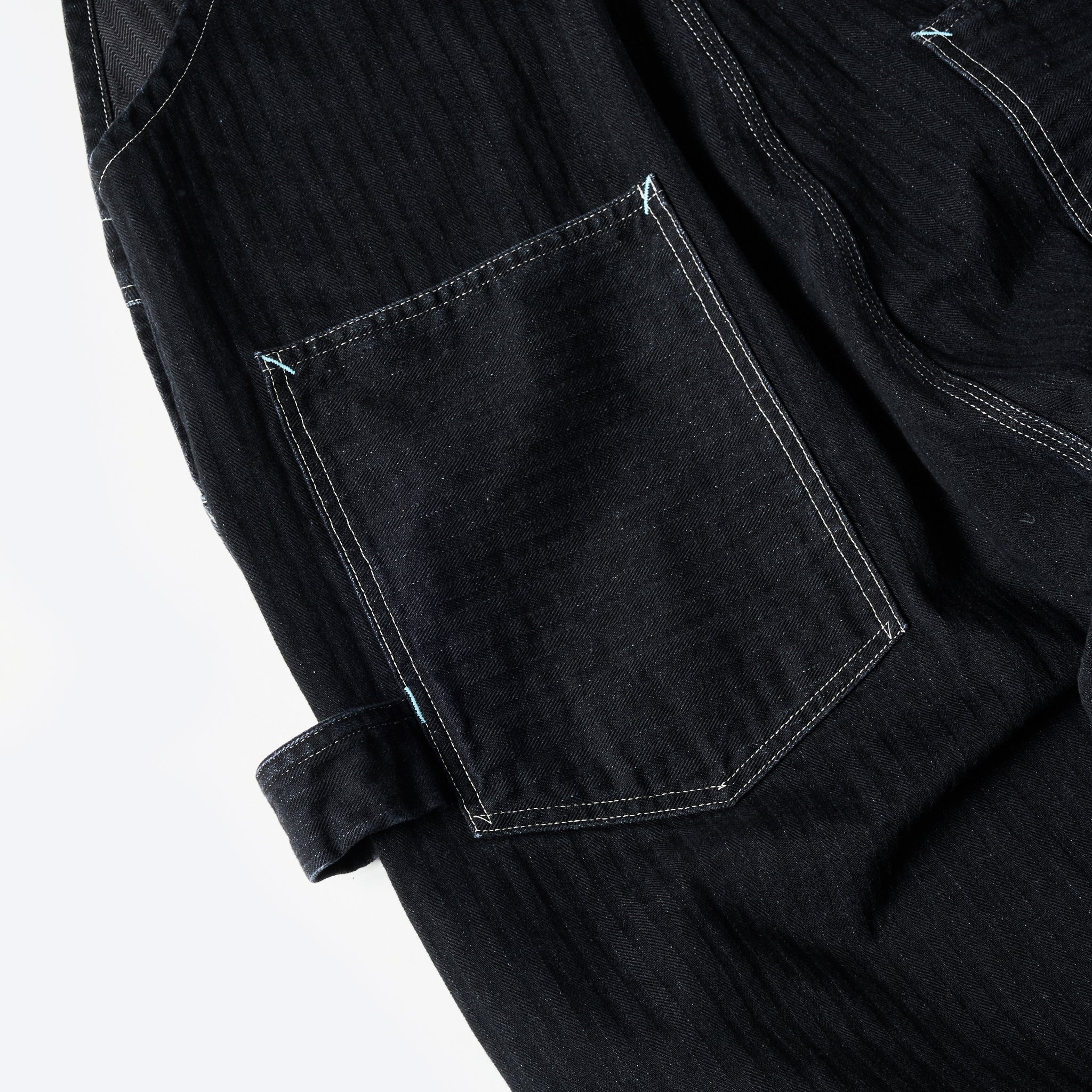 #1402-HBB No.2 Overalls : herringbone denim black