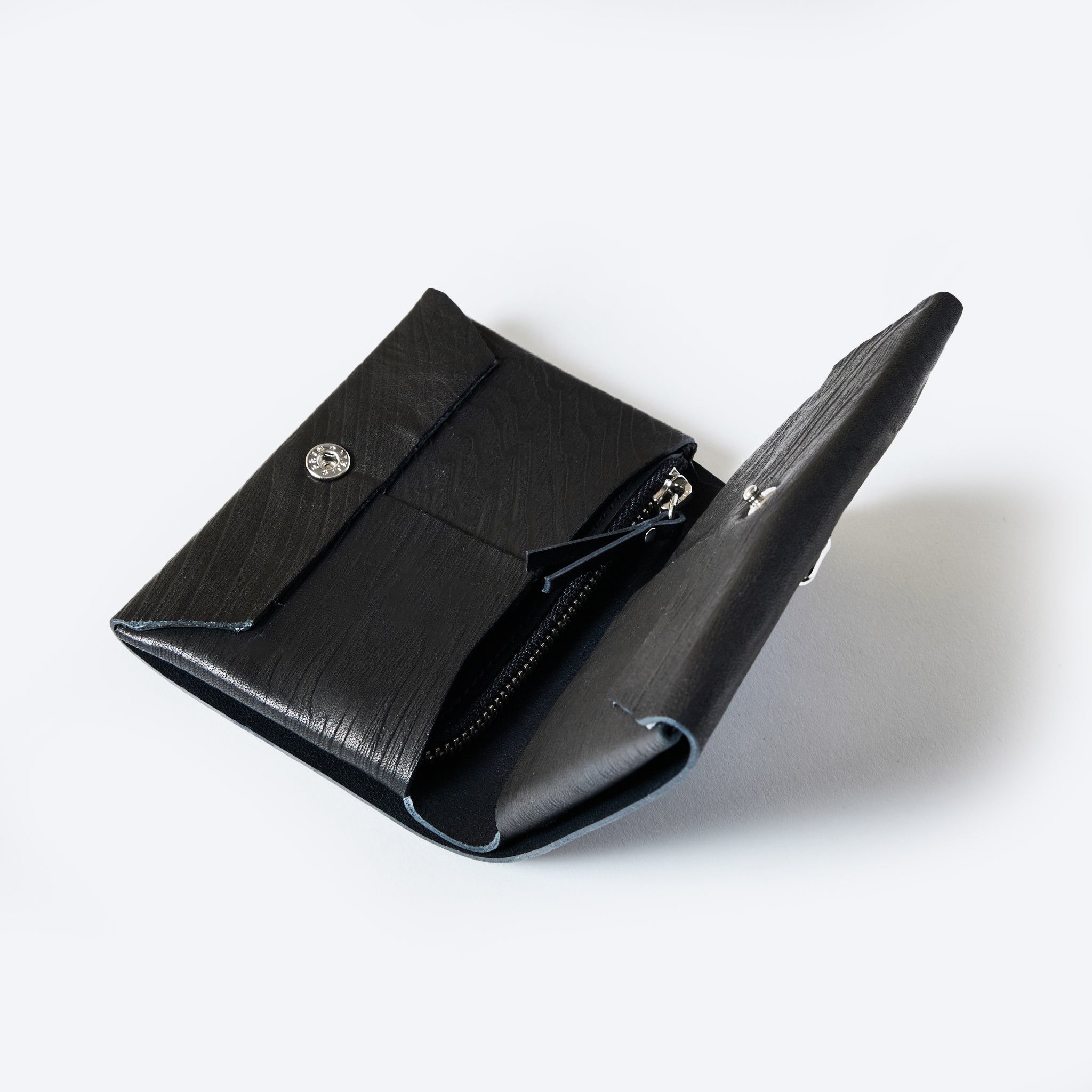 #4211-PLB Plywood Leather Wallet : cow leather black