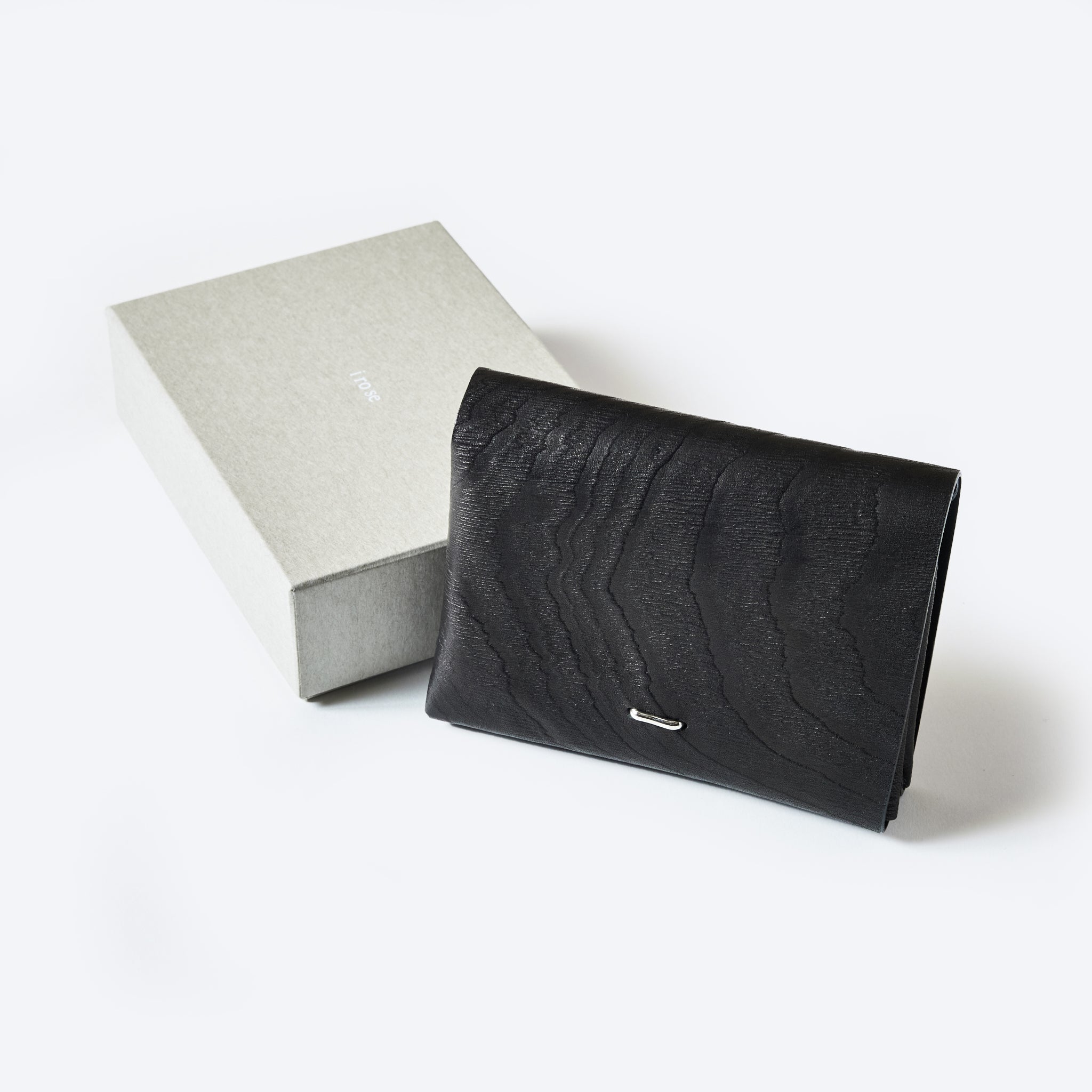 #4211-PLB Plywood Leather Wallet : cow leather black