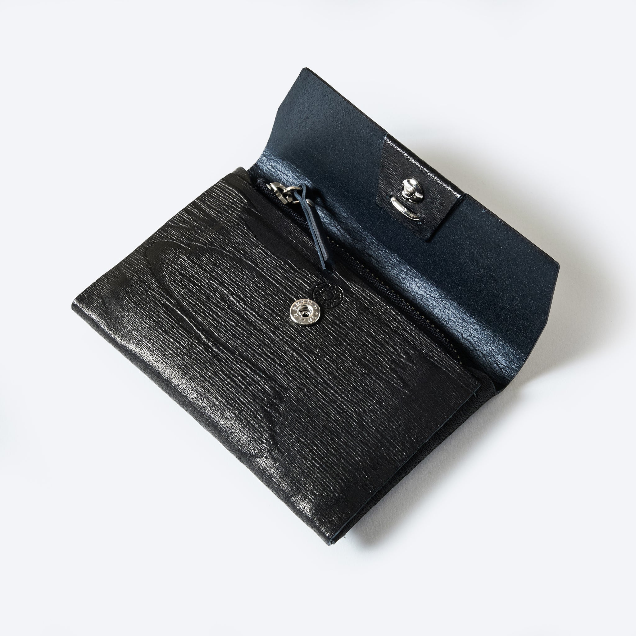 #4212-PLB Plywood Leather Card Case : cow leather black