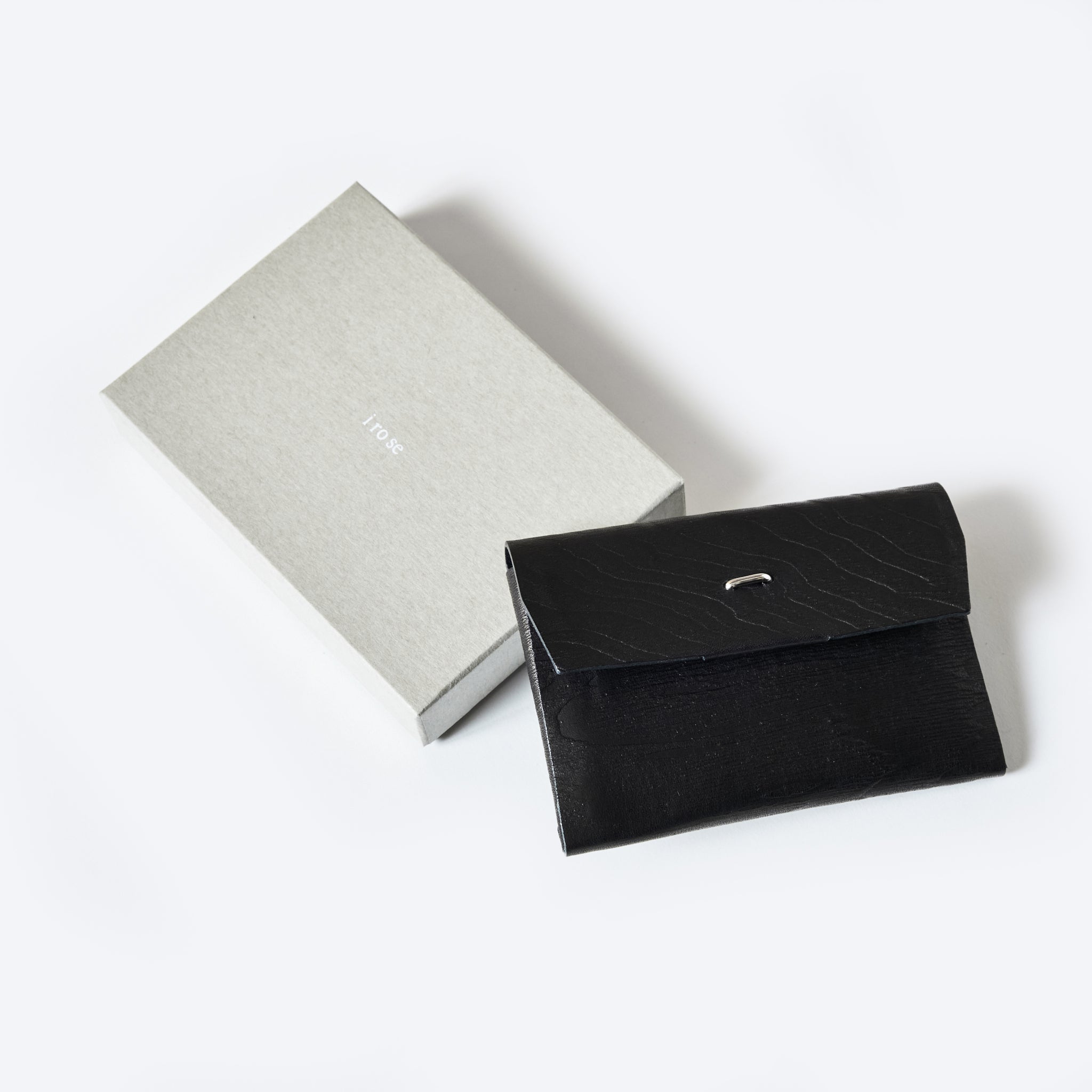 #4212-PLB Plywood Leather Card Case : cow leather black