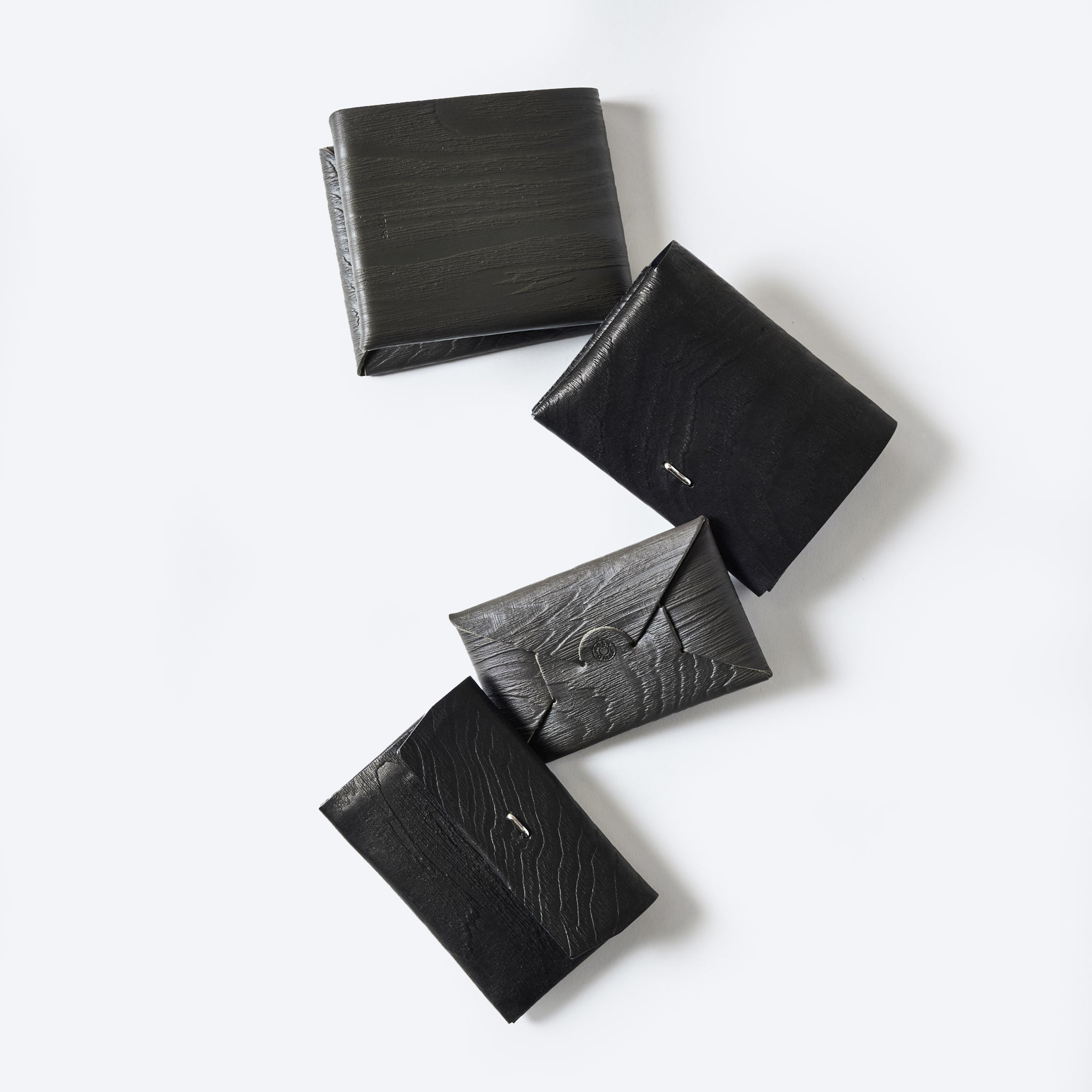 #4212-PLB Plywood Leather Card Case : cow leather black