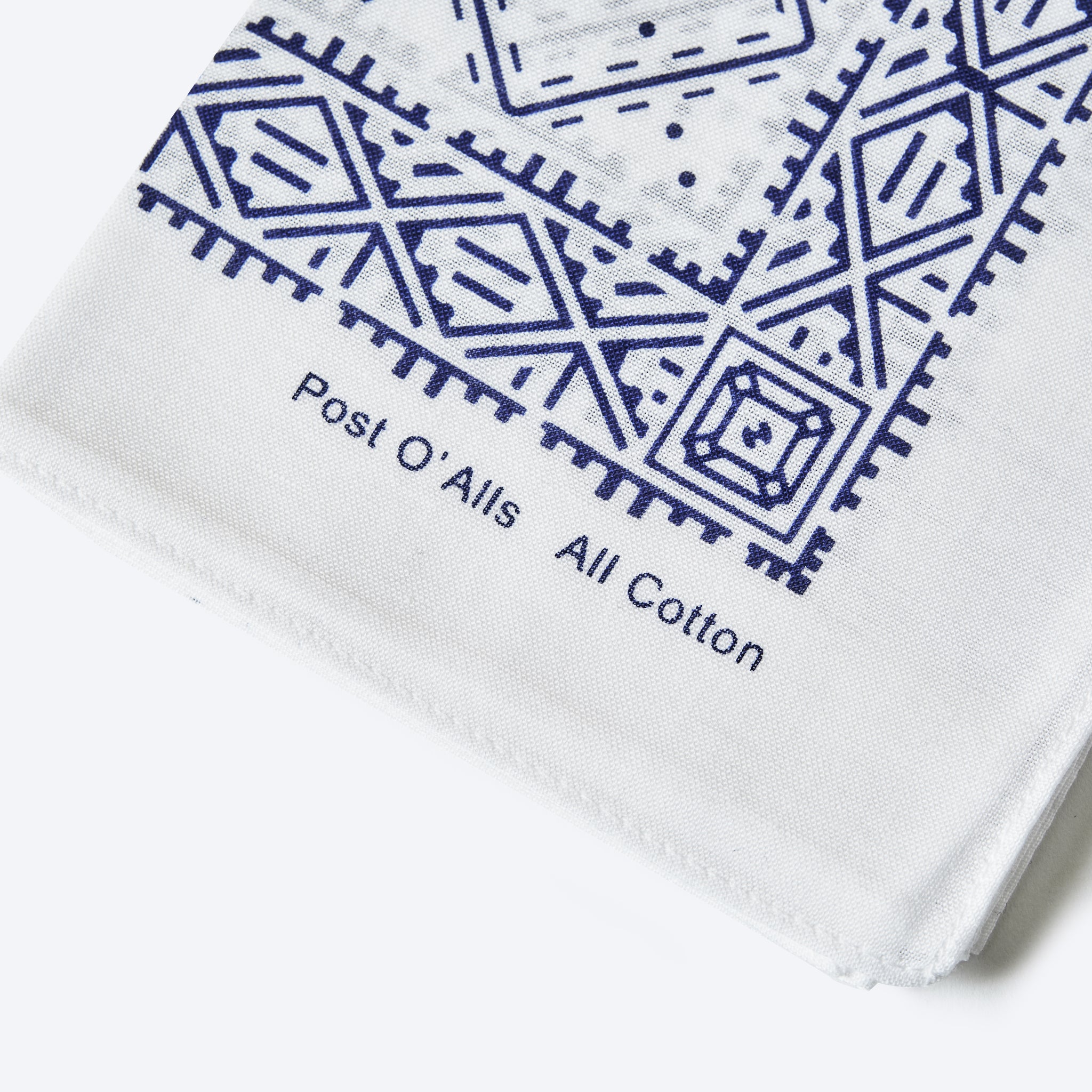 #4007-W Stitch POST Bandana Hankie : stitch white 45 x 45