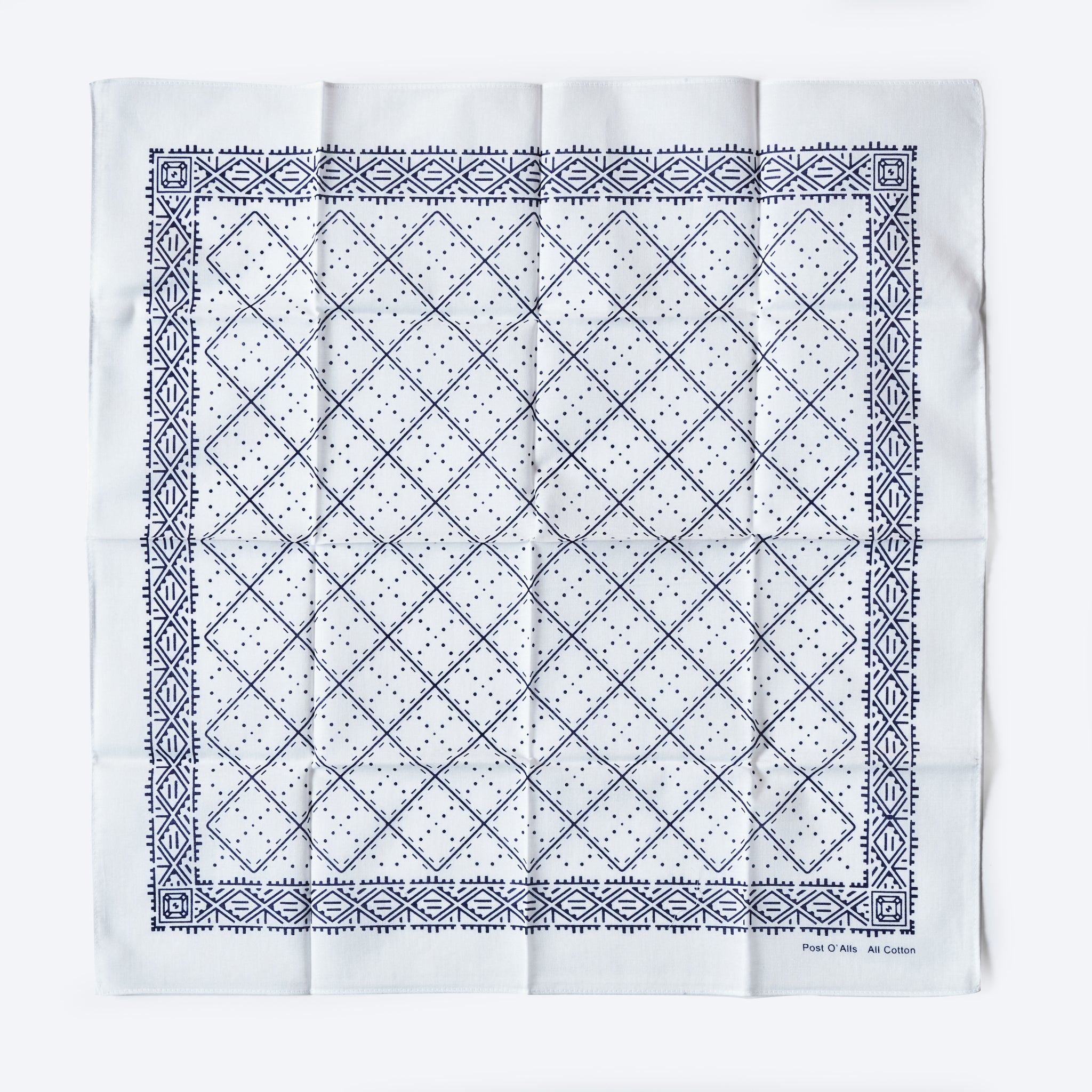 #4007-W Stitch POST Bandana Hankie : stitch white 45 x 45