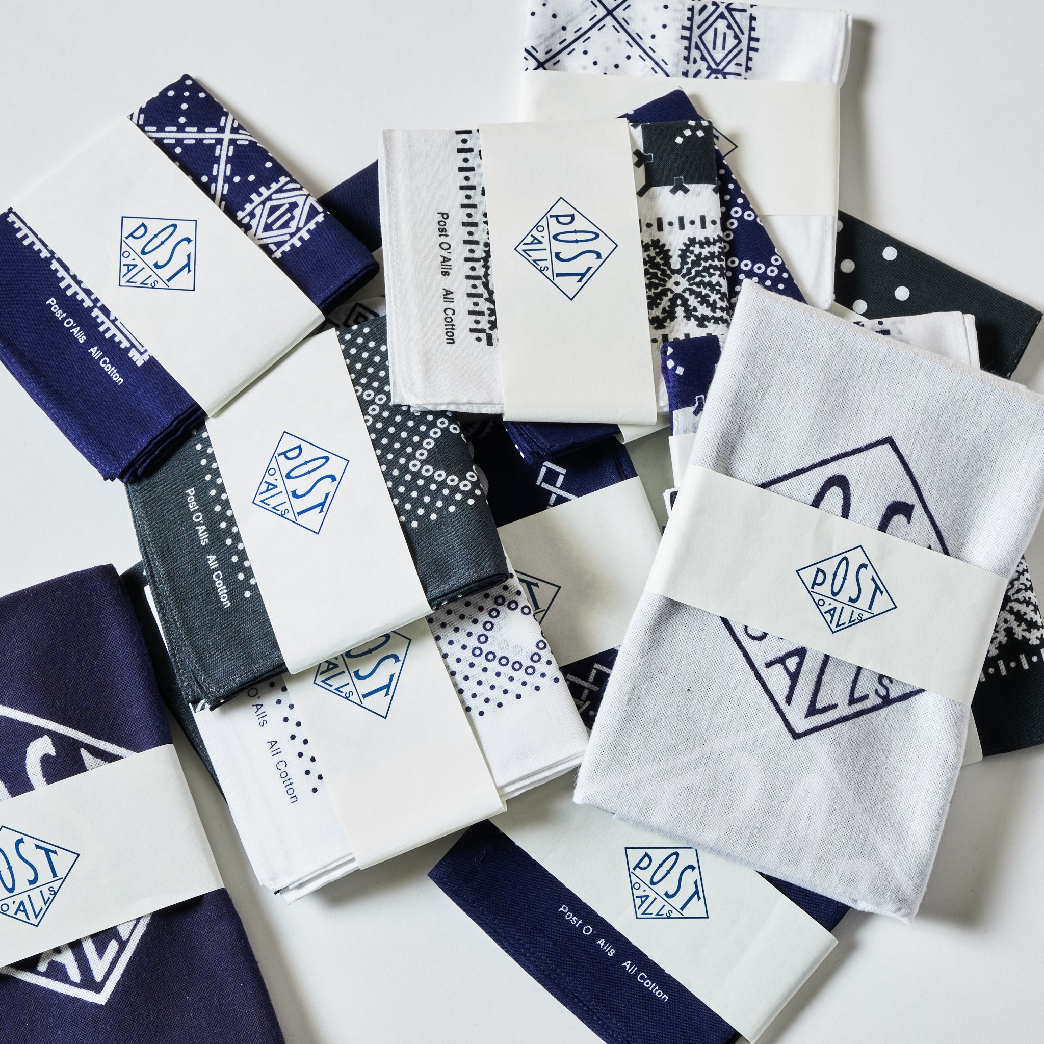 #4007-W Stitch POST Bandana Hankie : stitch white 45 x 45