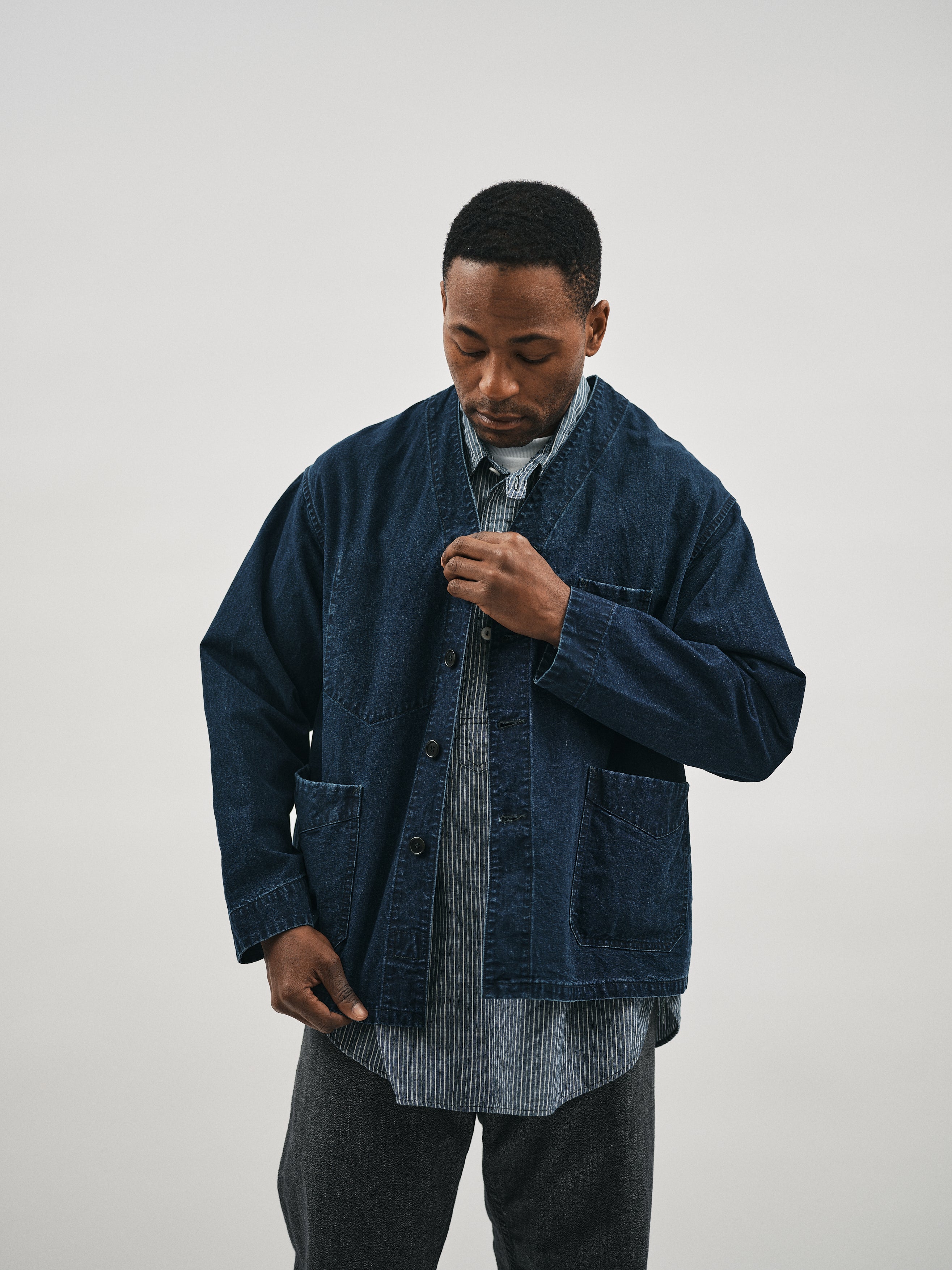 #3135DV-VIC POST Chinois Travail 2 DV : vintage indigo canvas deep washed indigo