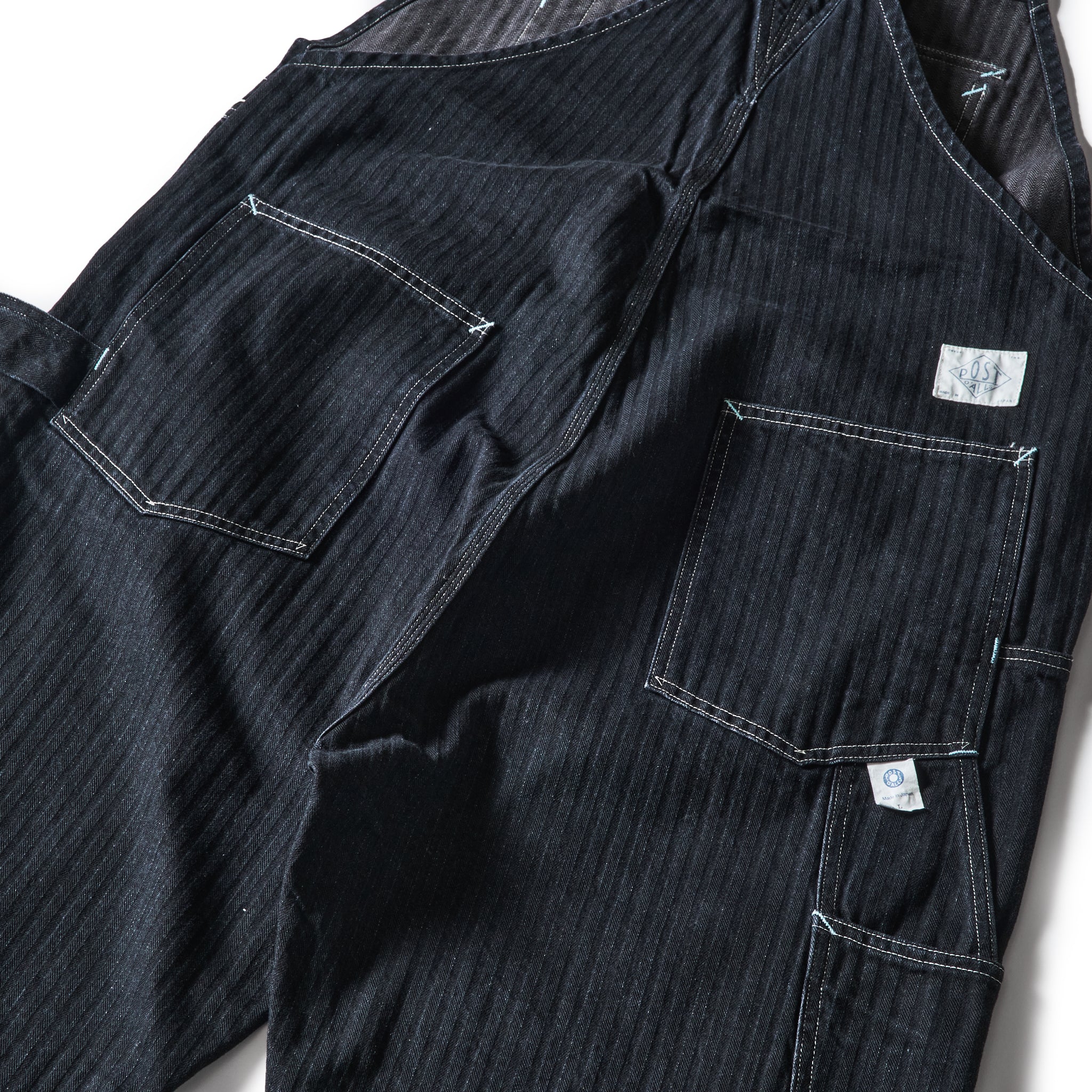 #1402-HBB No.2 Overalls : herringbone denim black