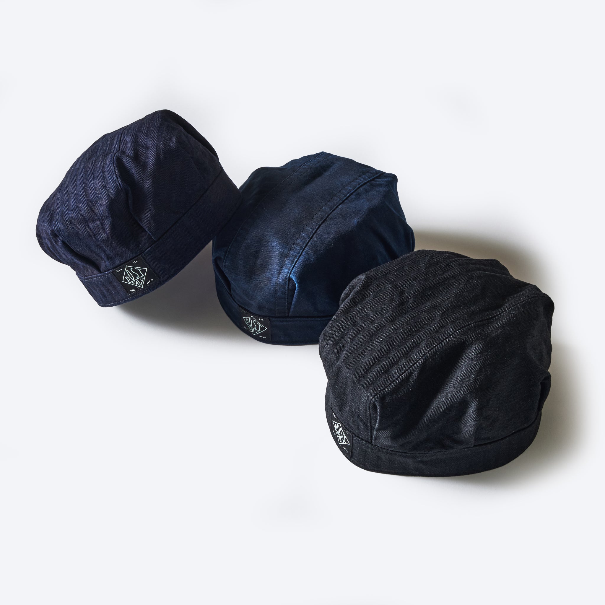 #1601-HBB Engineers' Cap : herringbone denim black