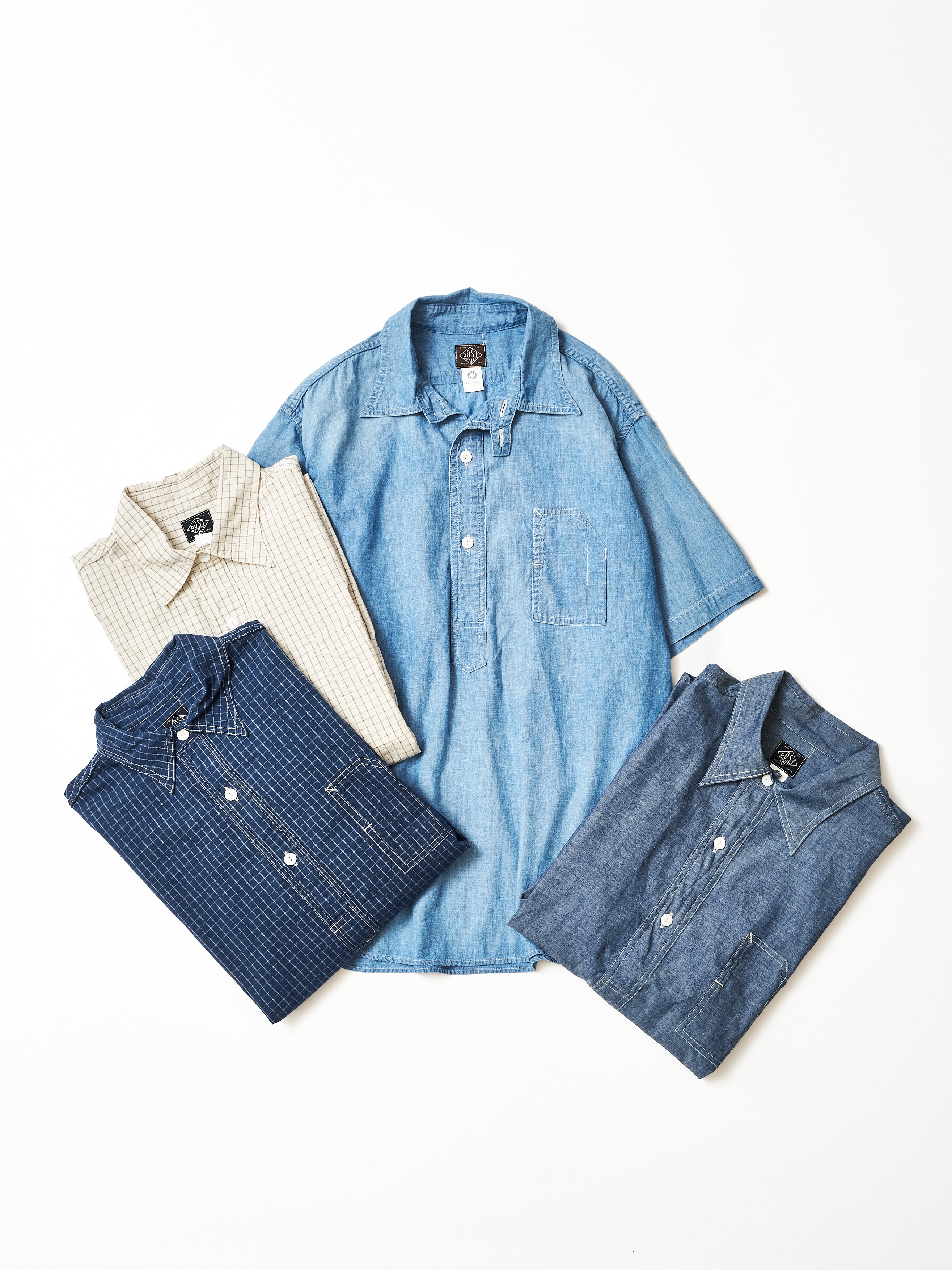 #1201S-GN No.1 Shirt S/S : graph chambray navy_6