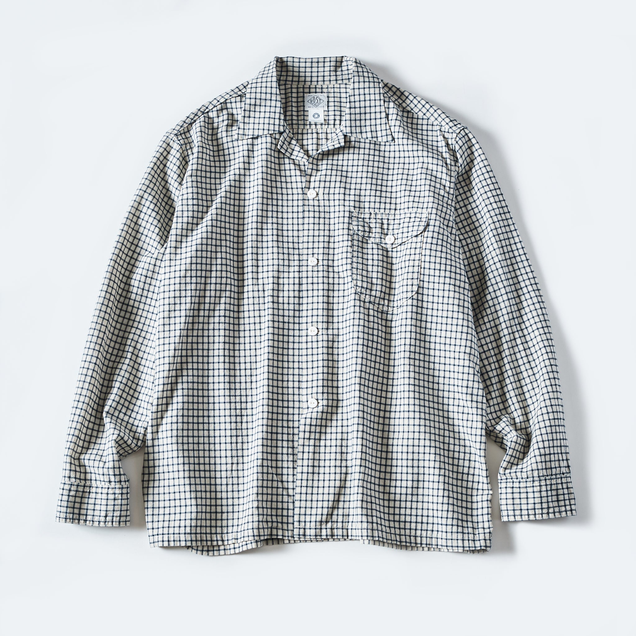 #1208B-CLC2 New Basic Shirt : cotton/linen check 2 natural