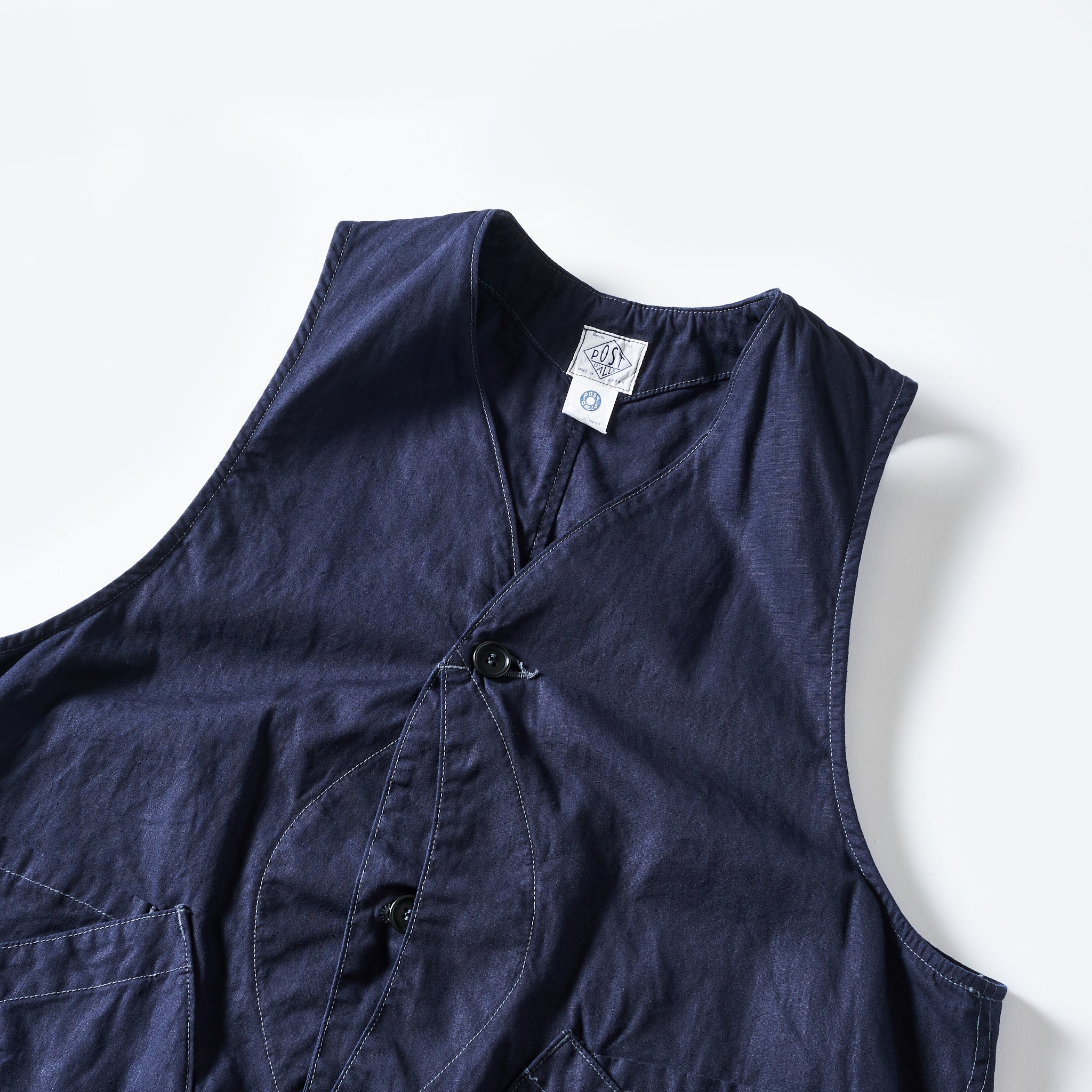 #3502-HCP3 DEE Vest: hemp/cotton poplin navy