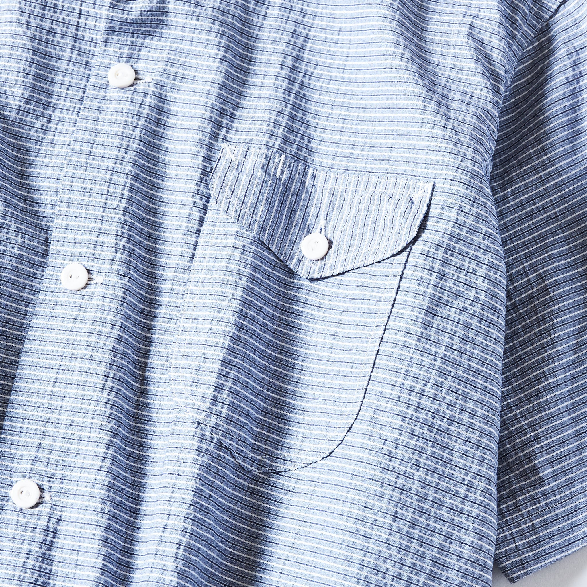 #1207B-HS1 New Basic Shirt S/S : horizontal stripe 1 indigo
