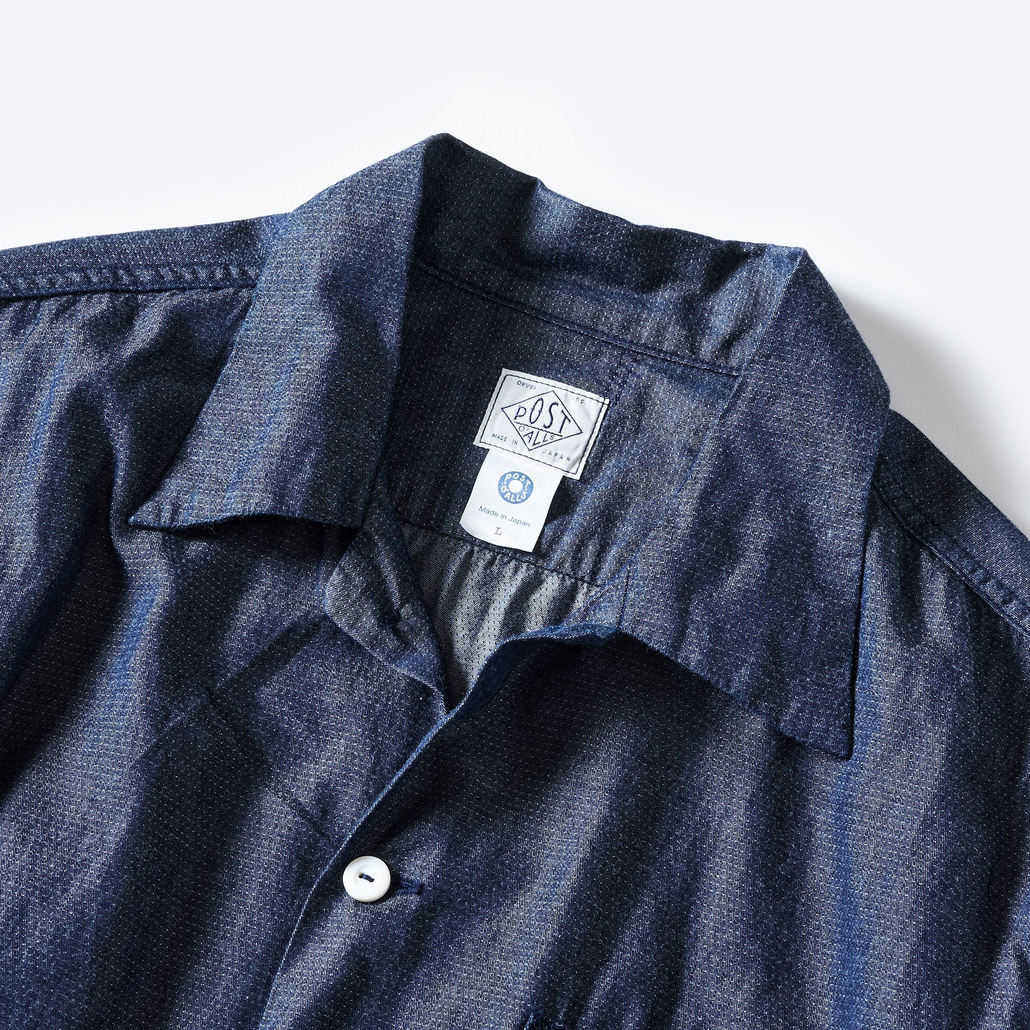 #1207B-DDC New Basic Shirt S/S : dobby dot chambray indigo