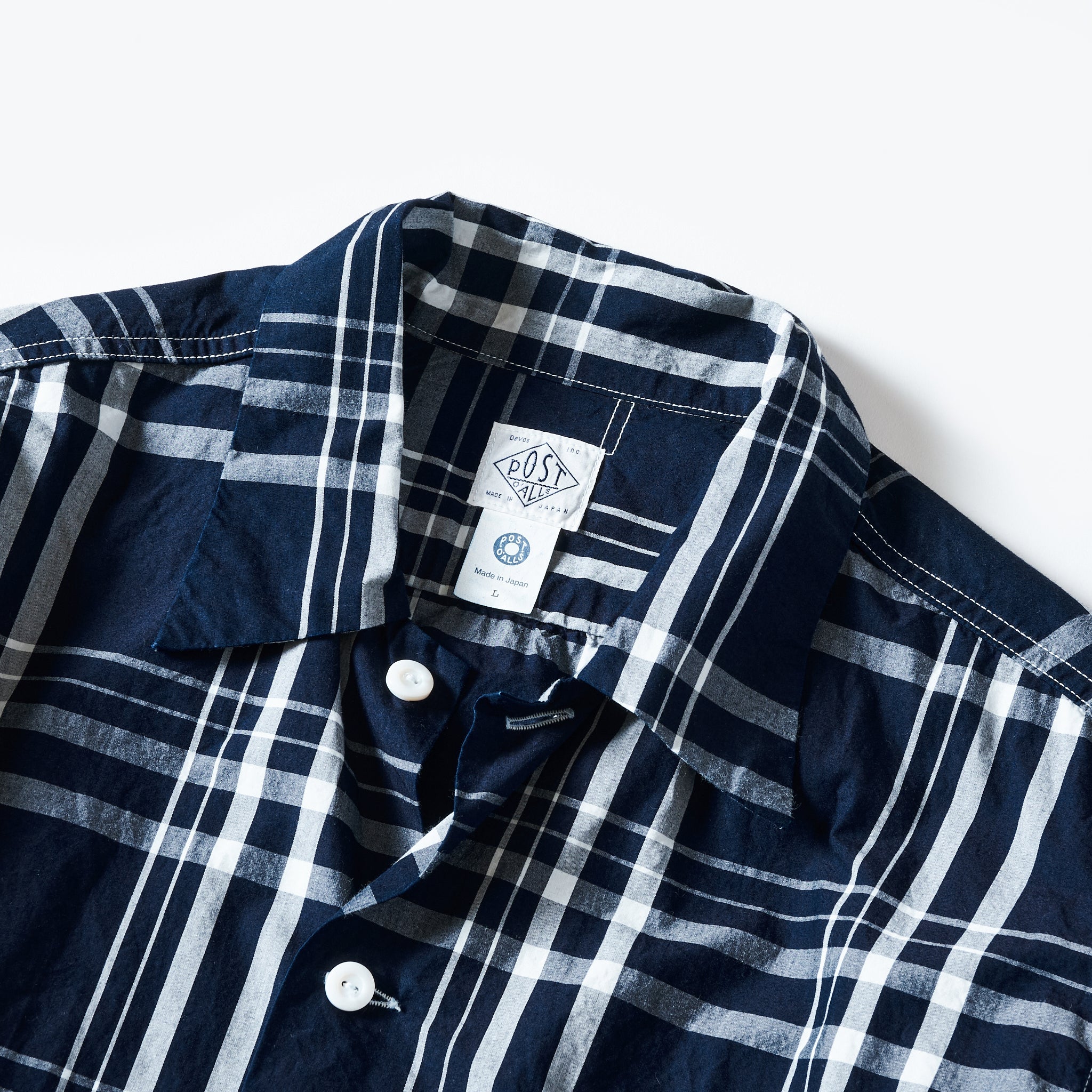 #1207B-IC1 New Basic Shirt S/S : indigo check 1 indigo x white