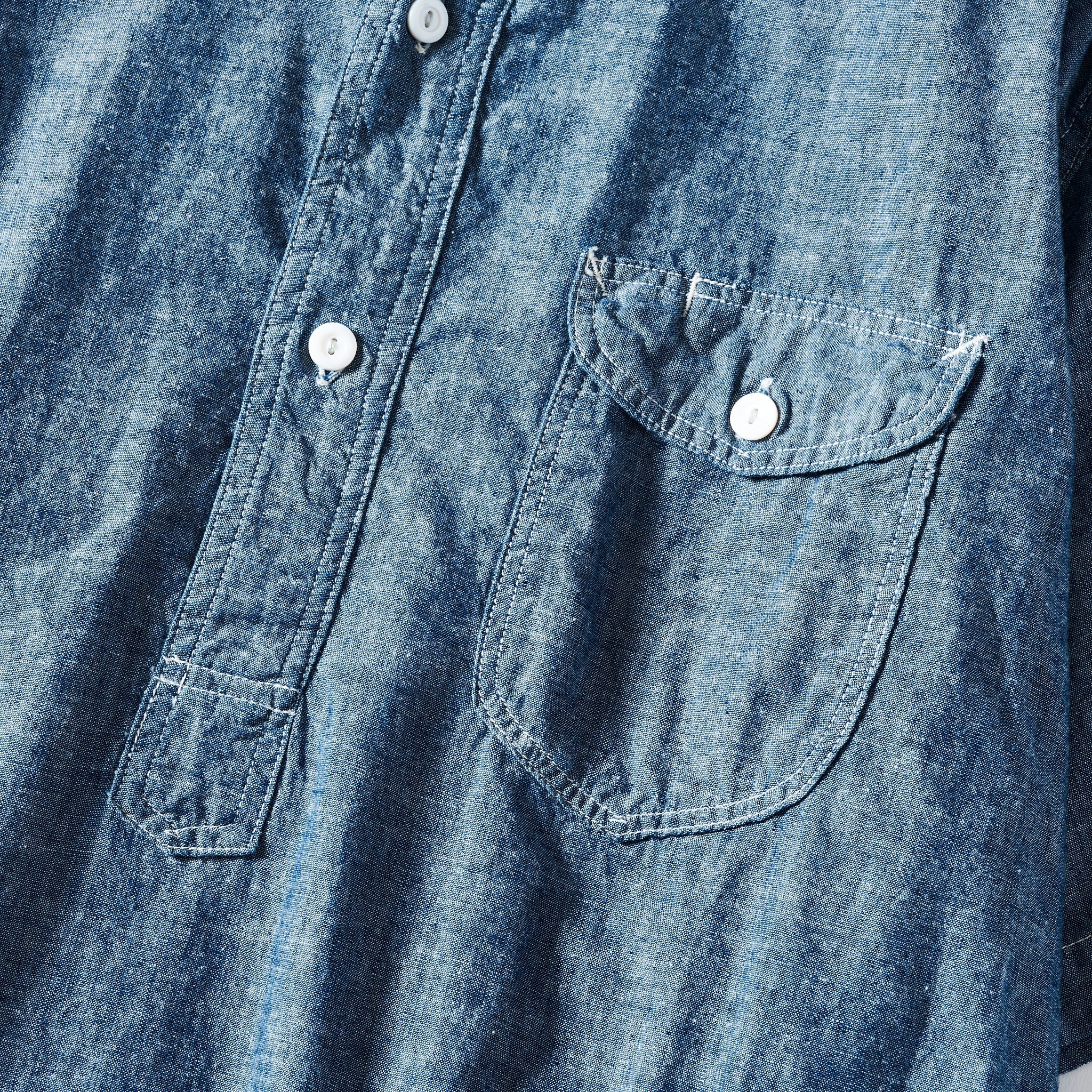 #3219S-CC New Basic Pullover Shirt S/S : classic chambray indigo