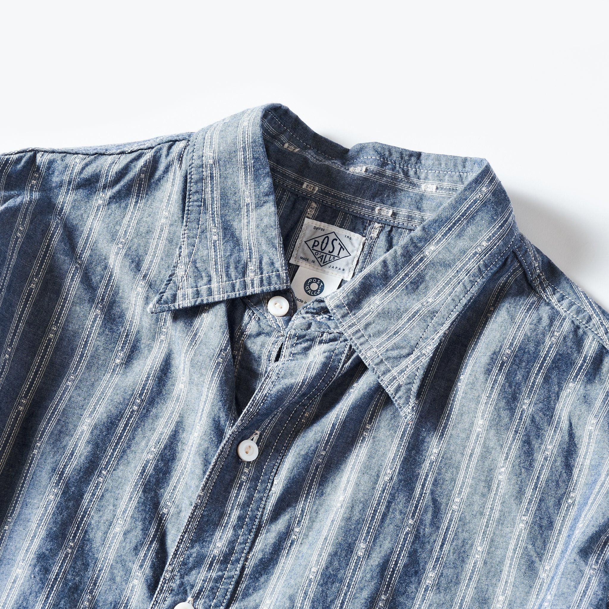 #1211-DSC The POST : dobby stripe chambray indigo