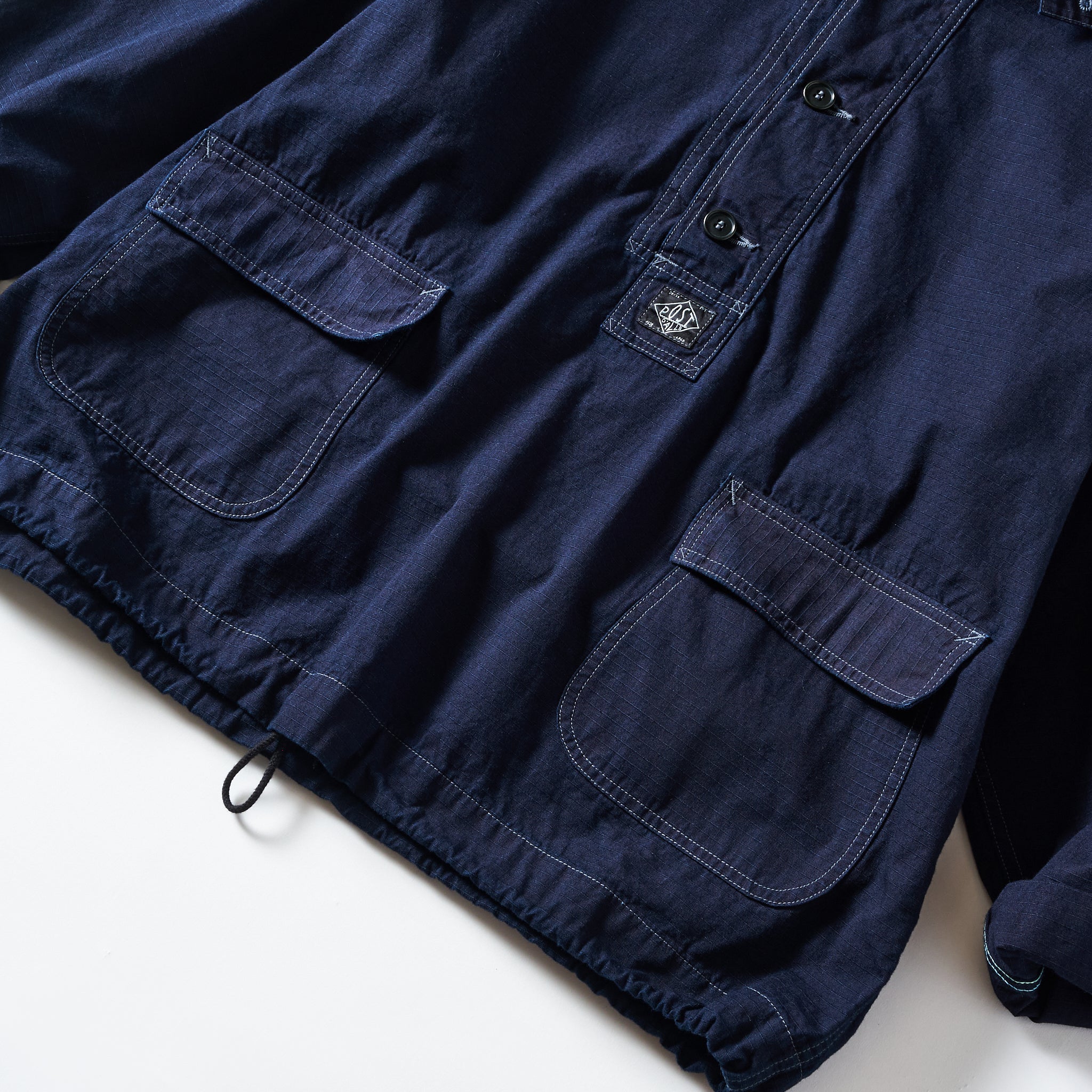 #1105-CRI NAVY Parka: cotton ripstop indigo