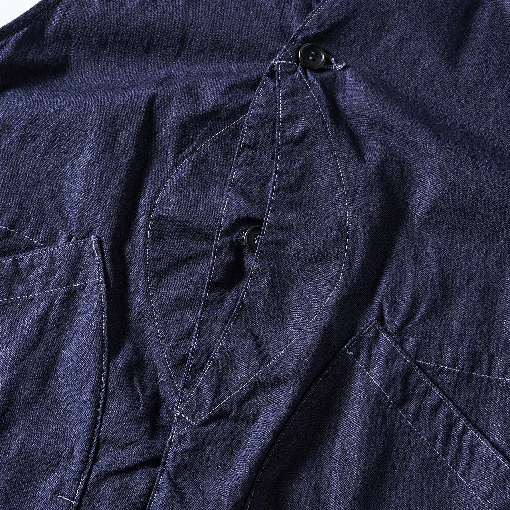 #3502-HCP3 DEE Vest: hemp/cotton poplin navy