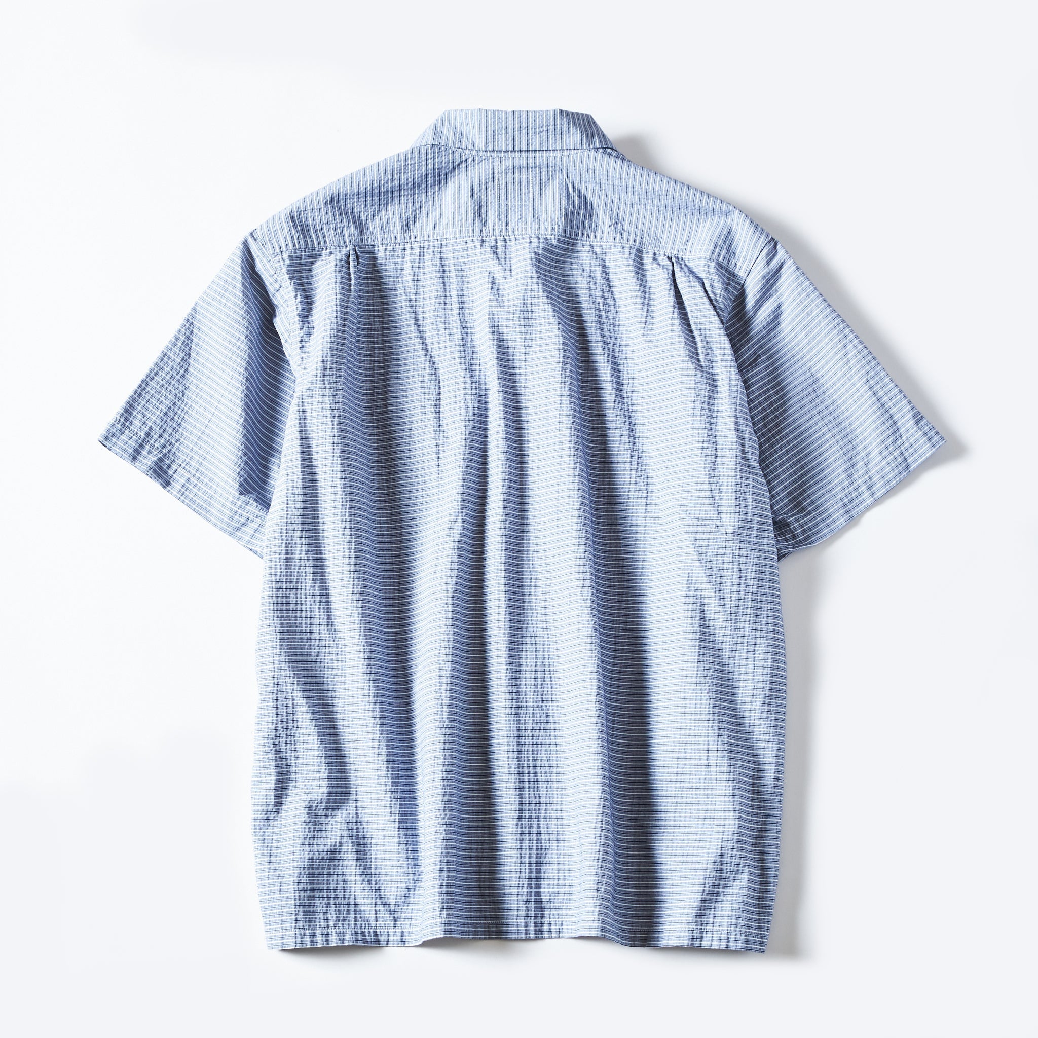 #1207B-HS1 New Basic Shirt S/S : horizontal stripe 1 indigo