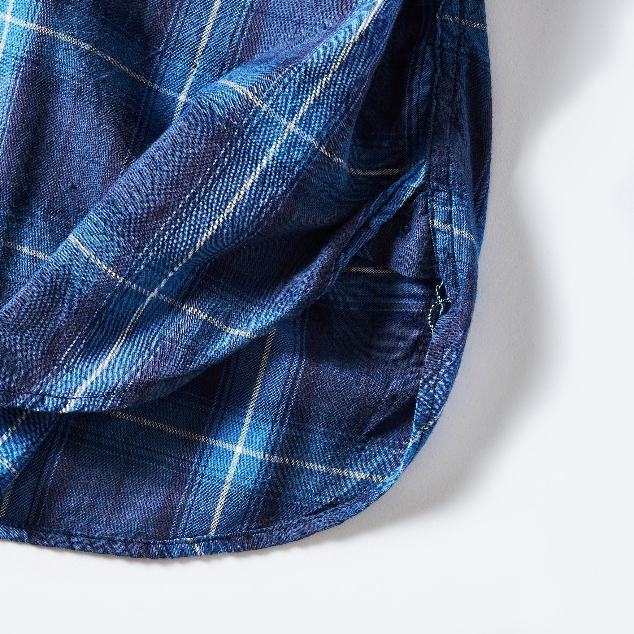 #3219S-BPB New Basic Pullover Shirt S/S : blue plaid blue