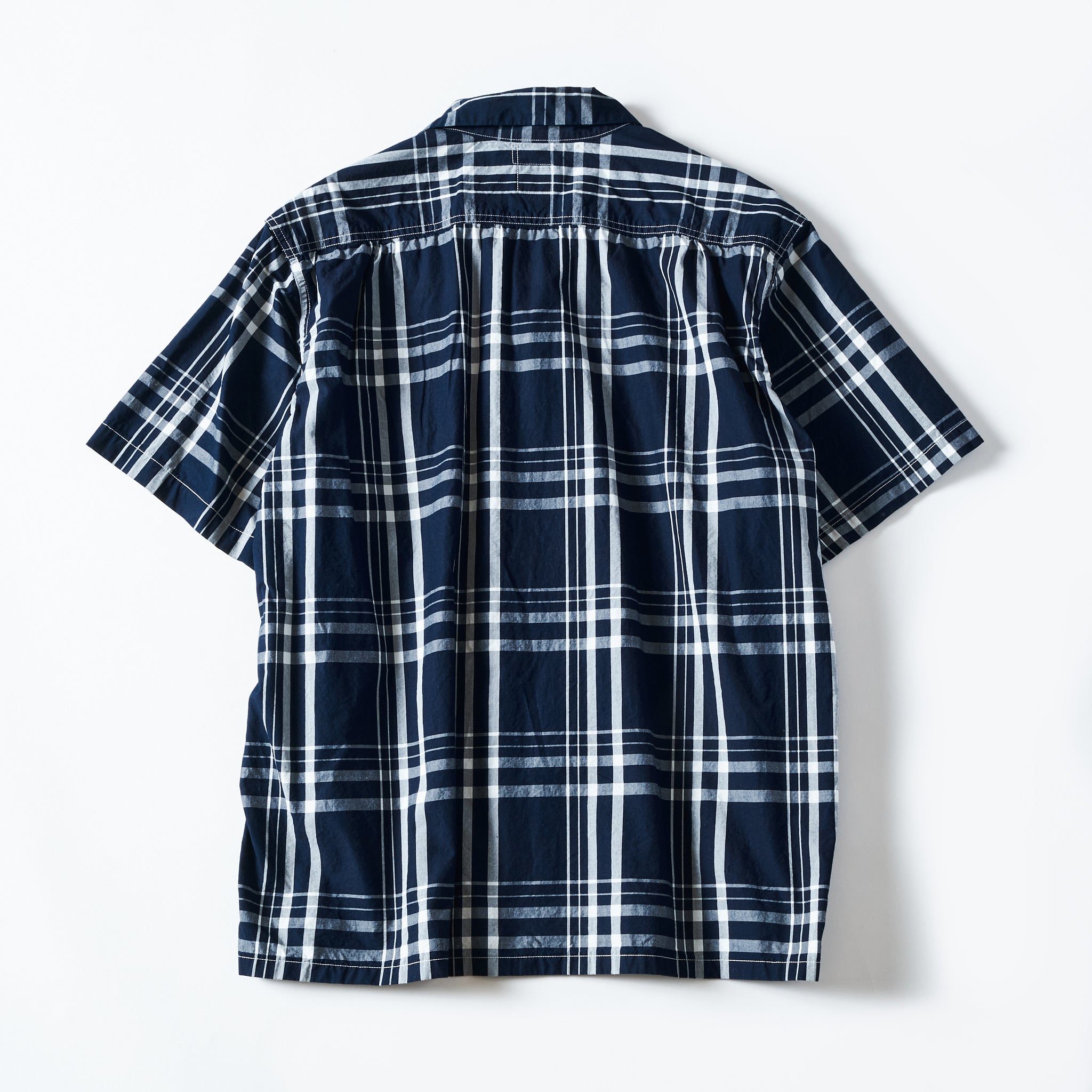 #1207B-IC1 New Basic Shirt S/S : indigo check 1 indigo x white