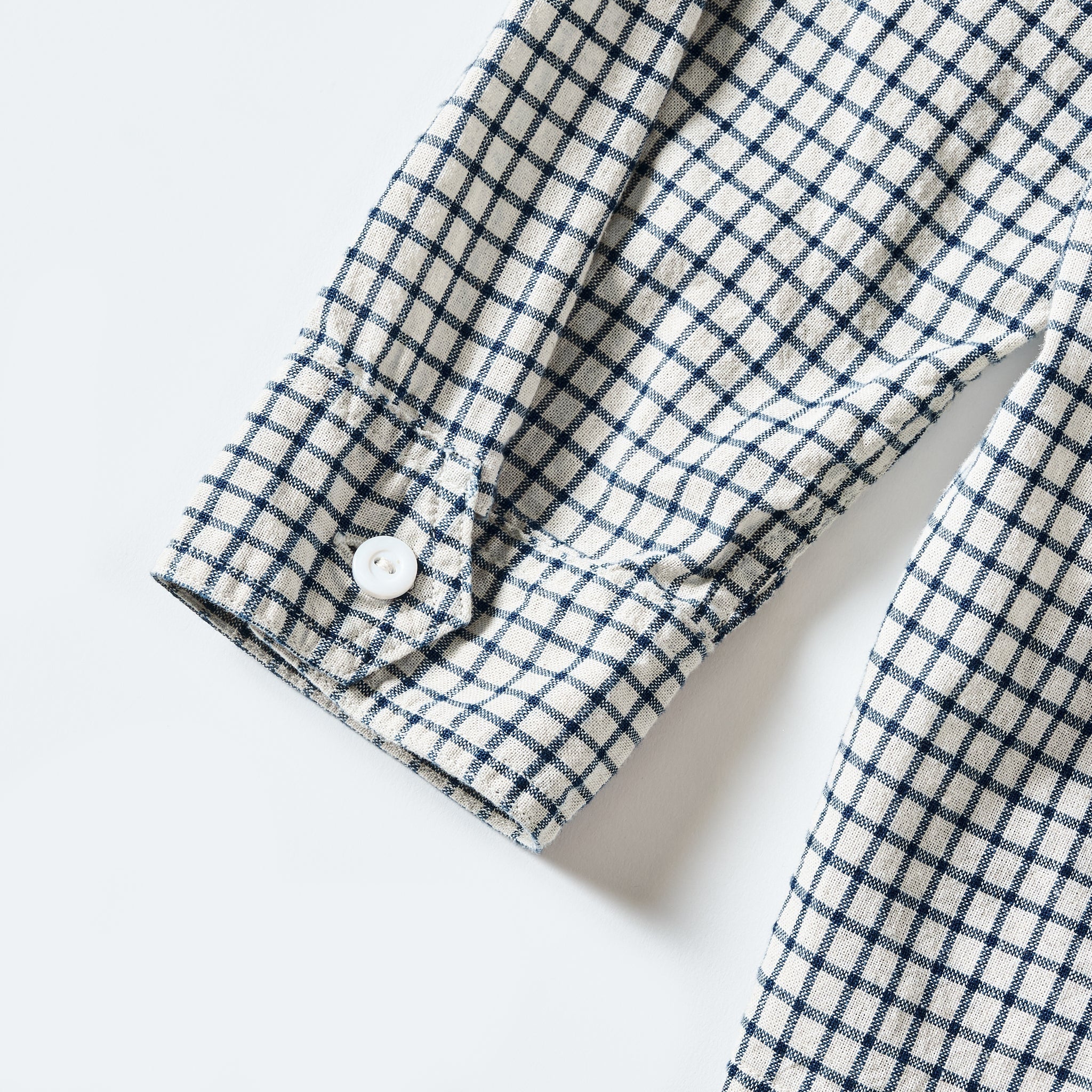 #1208B-CLC2 New Basic Shirt : cotton/linen check 2 natural