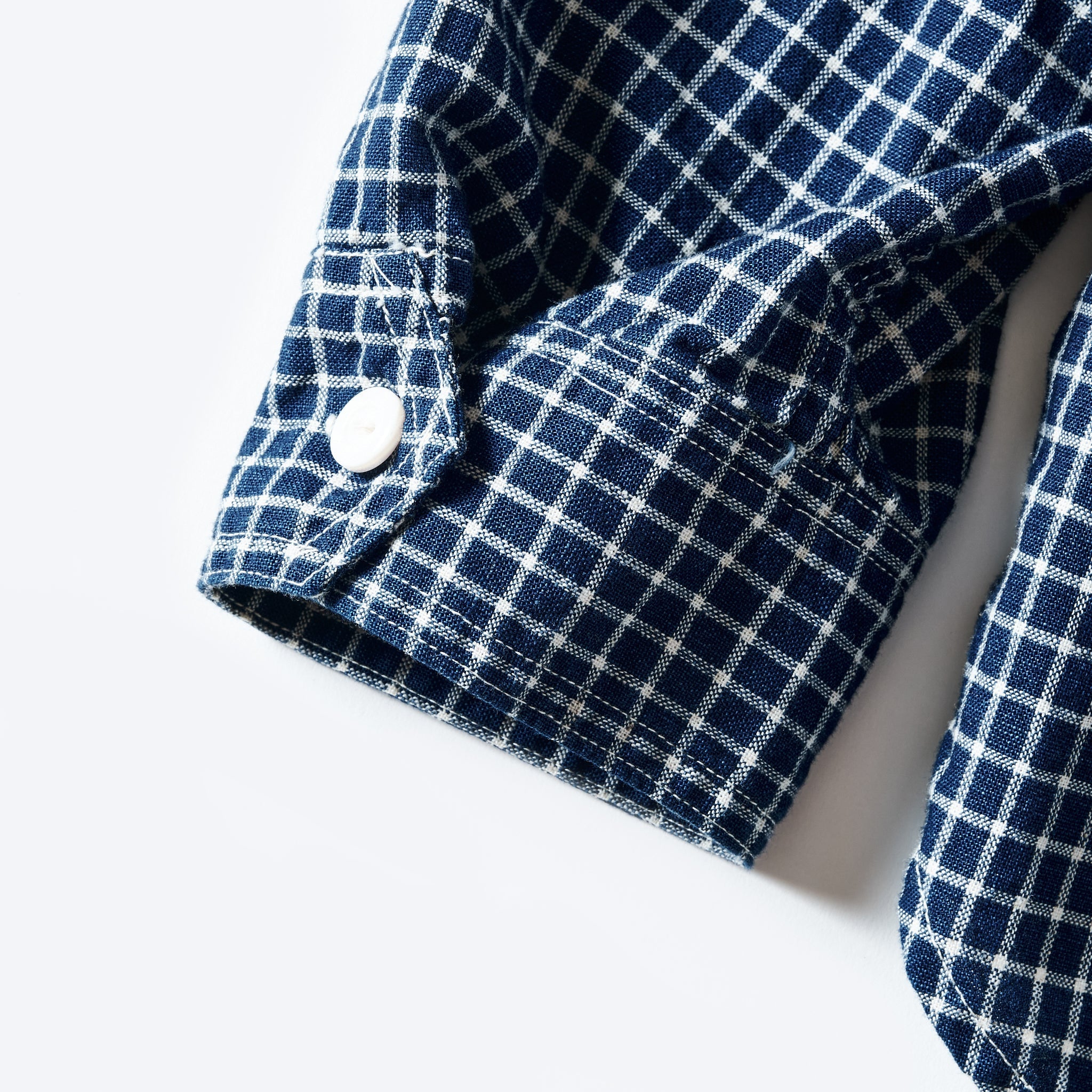 #1206-CLC1 No.6 Shirt: cotton/linen check 1 indigo