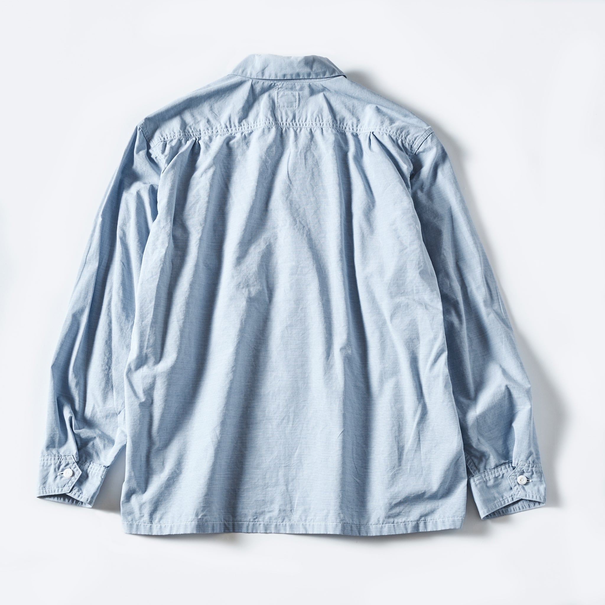 #1208B-HMS New Basic Shirt : horizontal mini stripe blue