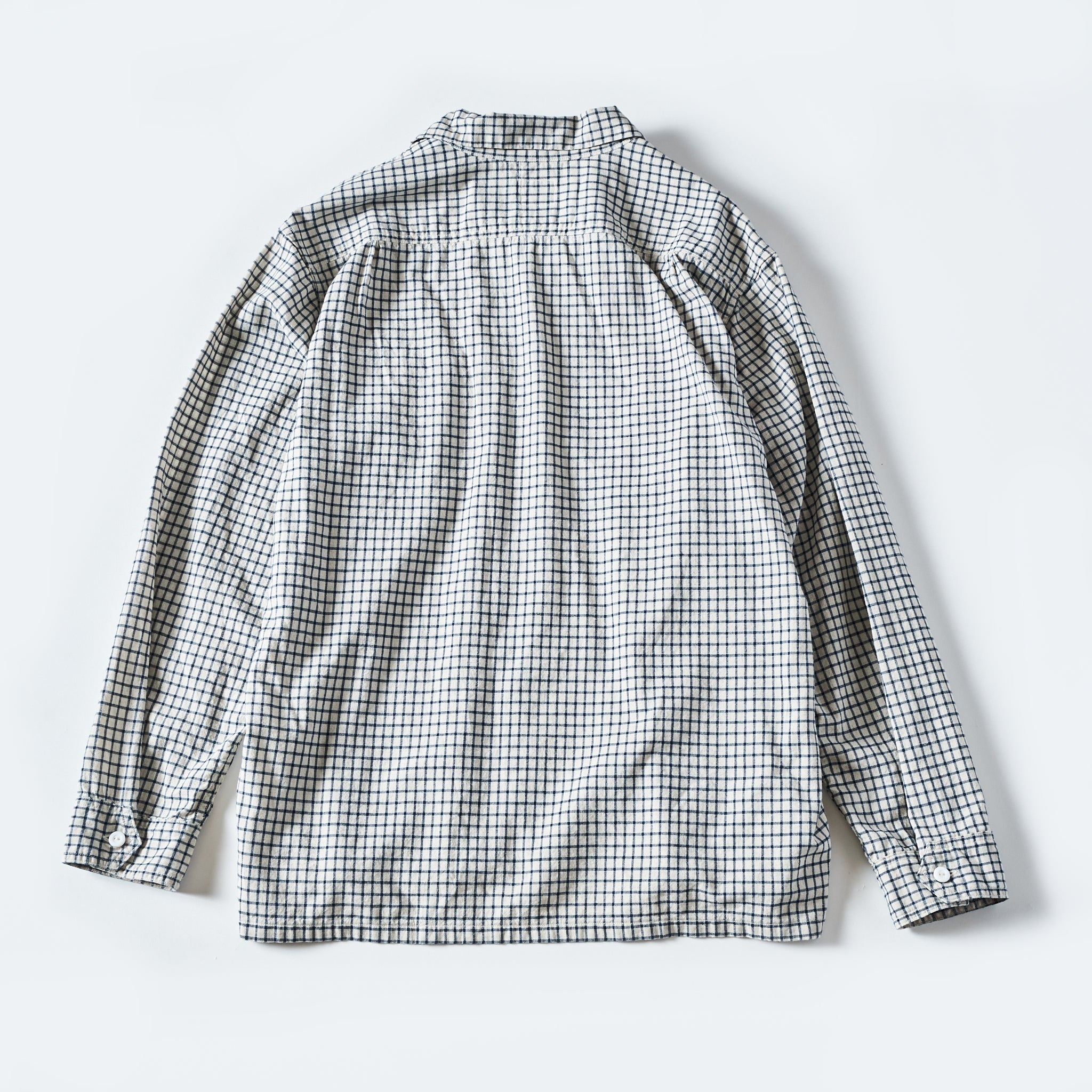 #1208B-CLC2 New Basic Shirt : cotton/linen check 2 natural