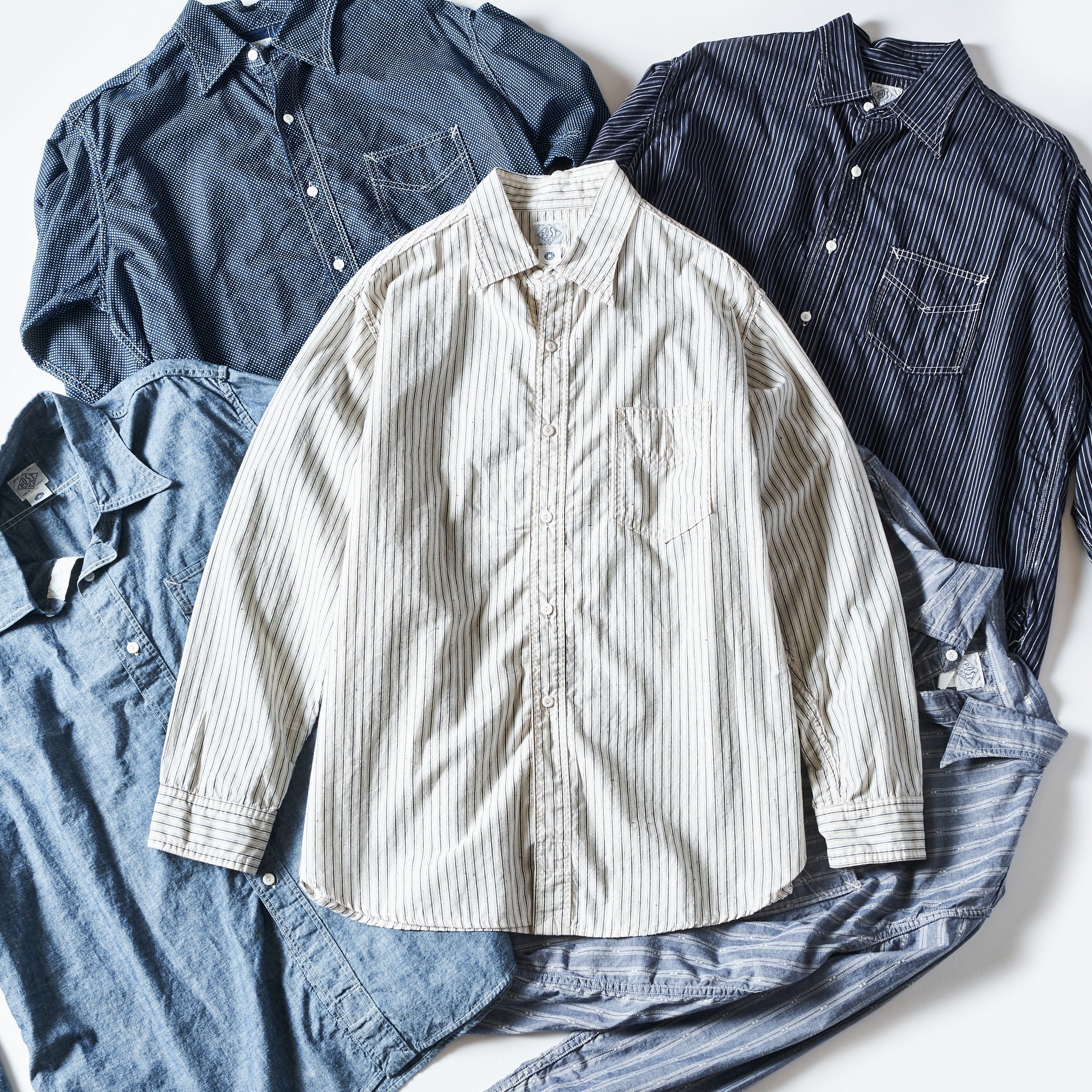 #1211-DSC The POST : dobby stripe chambray indigo