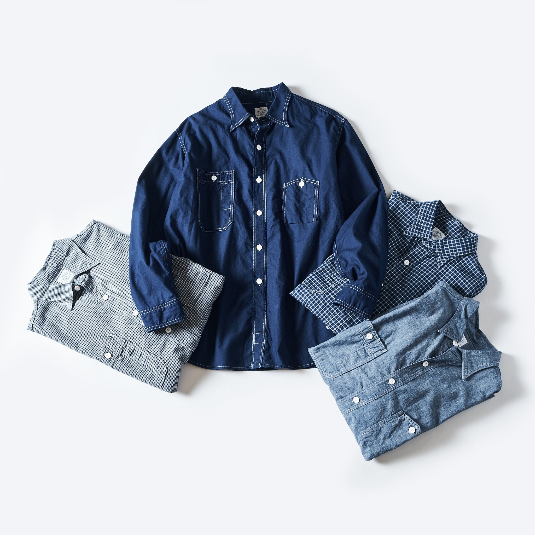 #1206-CLC1 No.6 Shirt: cotton/linen check 1 indigo