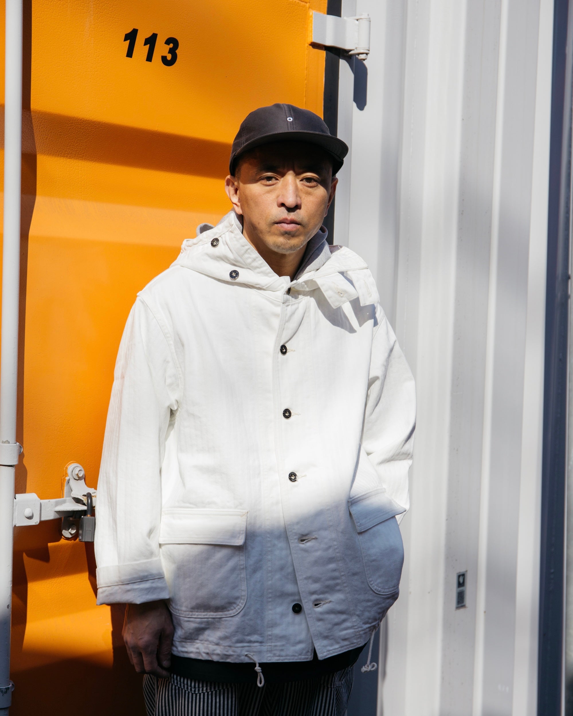#1114R-HBDS NAVY Parka 3-R : herringbone denim stone