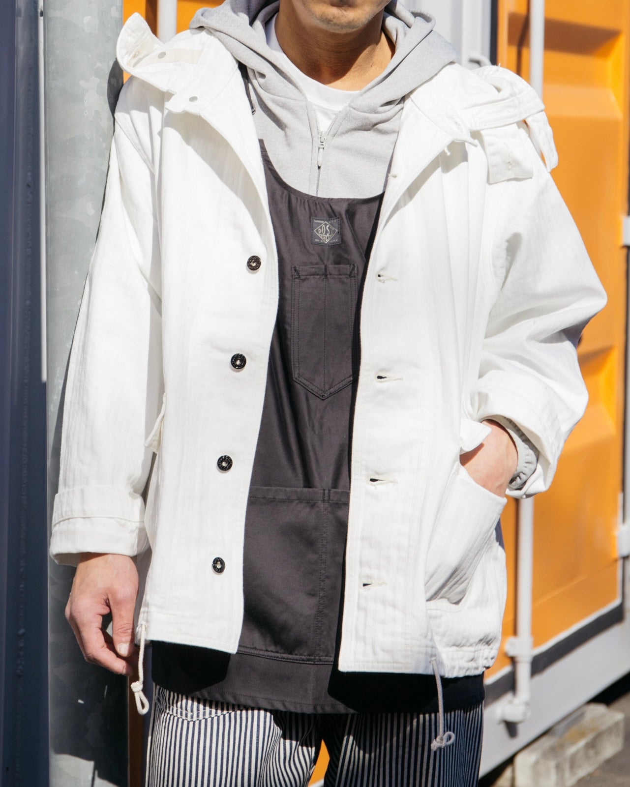 #1114R-HBDS NAVY Parka 3-R : herringbone denim stone